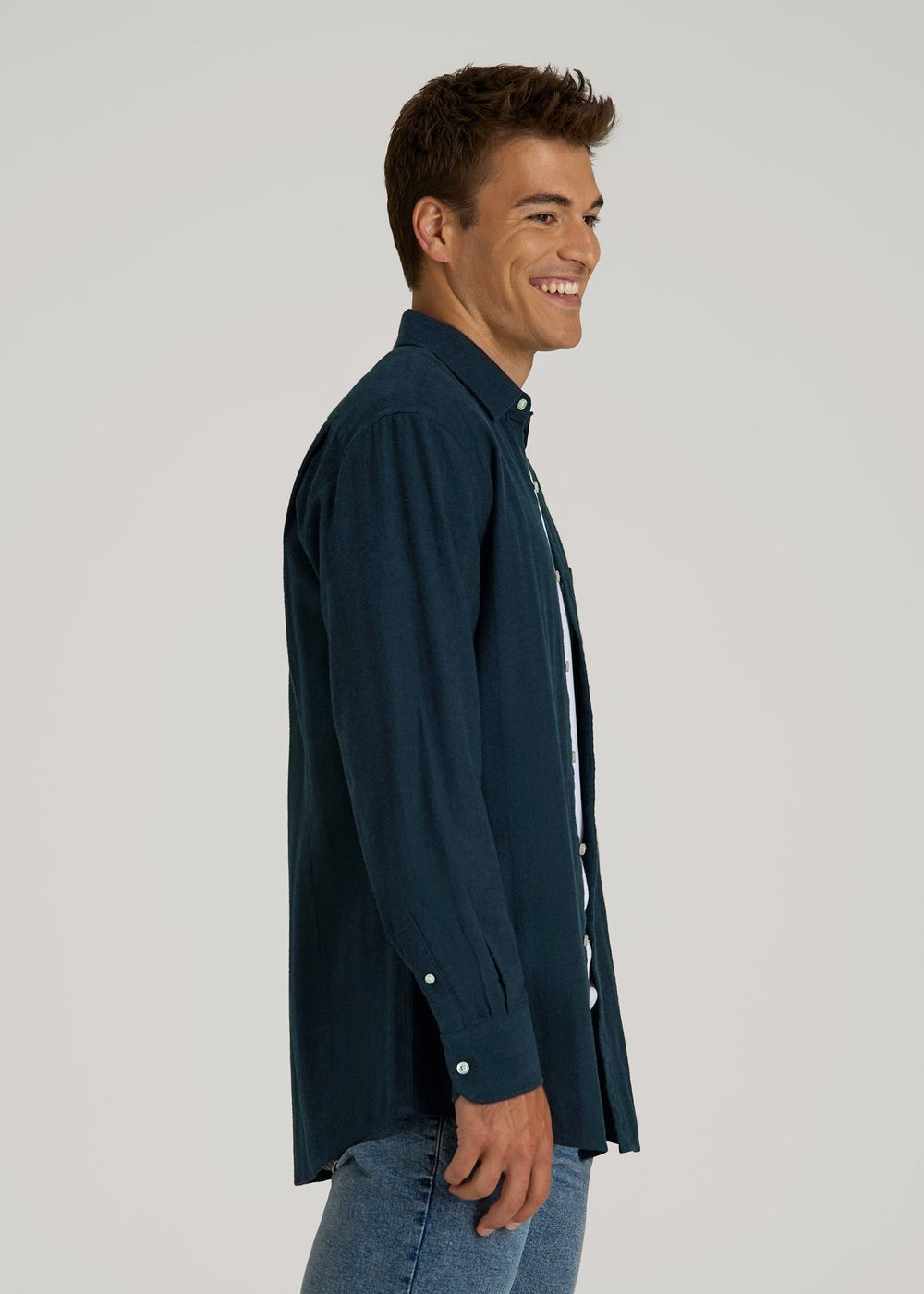 American Tall Sale | Nelson Flannel Shirt for Tall Men in Blue Chevron