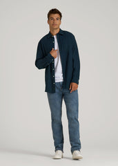 American Tall Sale | Nelson Flannel Shirt for Tall Men in Blue Chevron