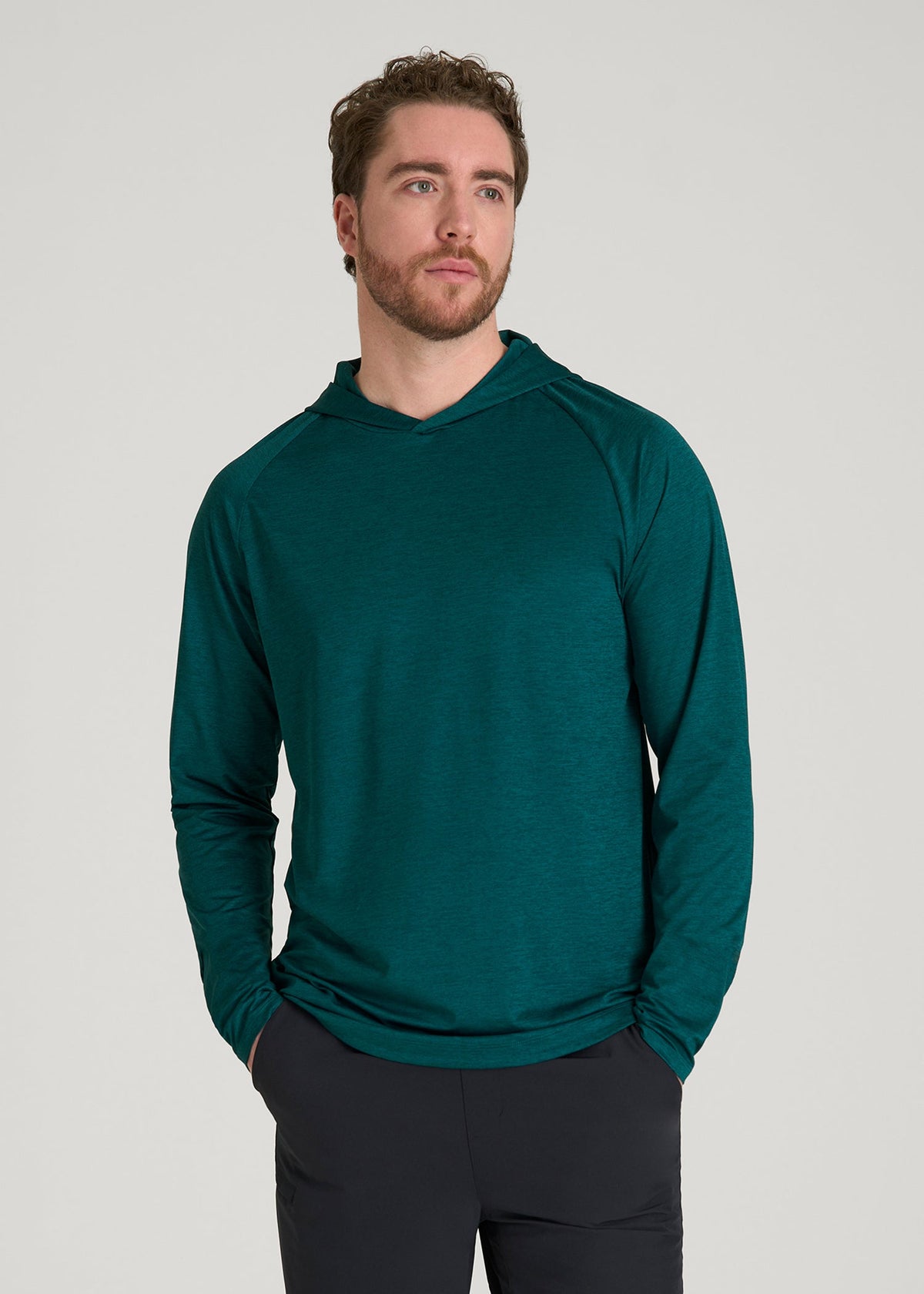 American Tall For Sale | A.T. Performance Training Hoodie for Tall Men in Deep Teal Space Dye