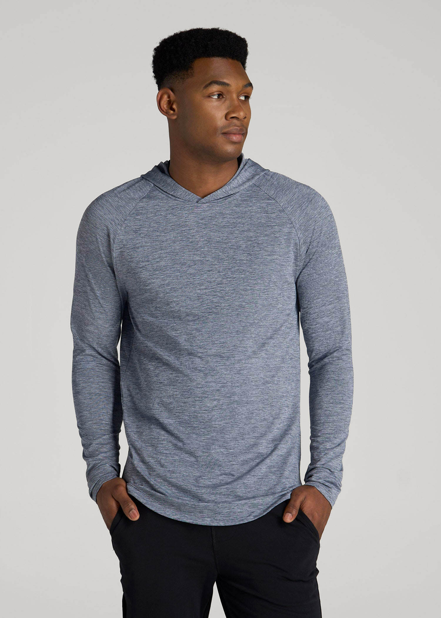 American Tall Discount | A.T. Performance Training Hoodie for Tall Men in Navy Space Dye