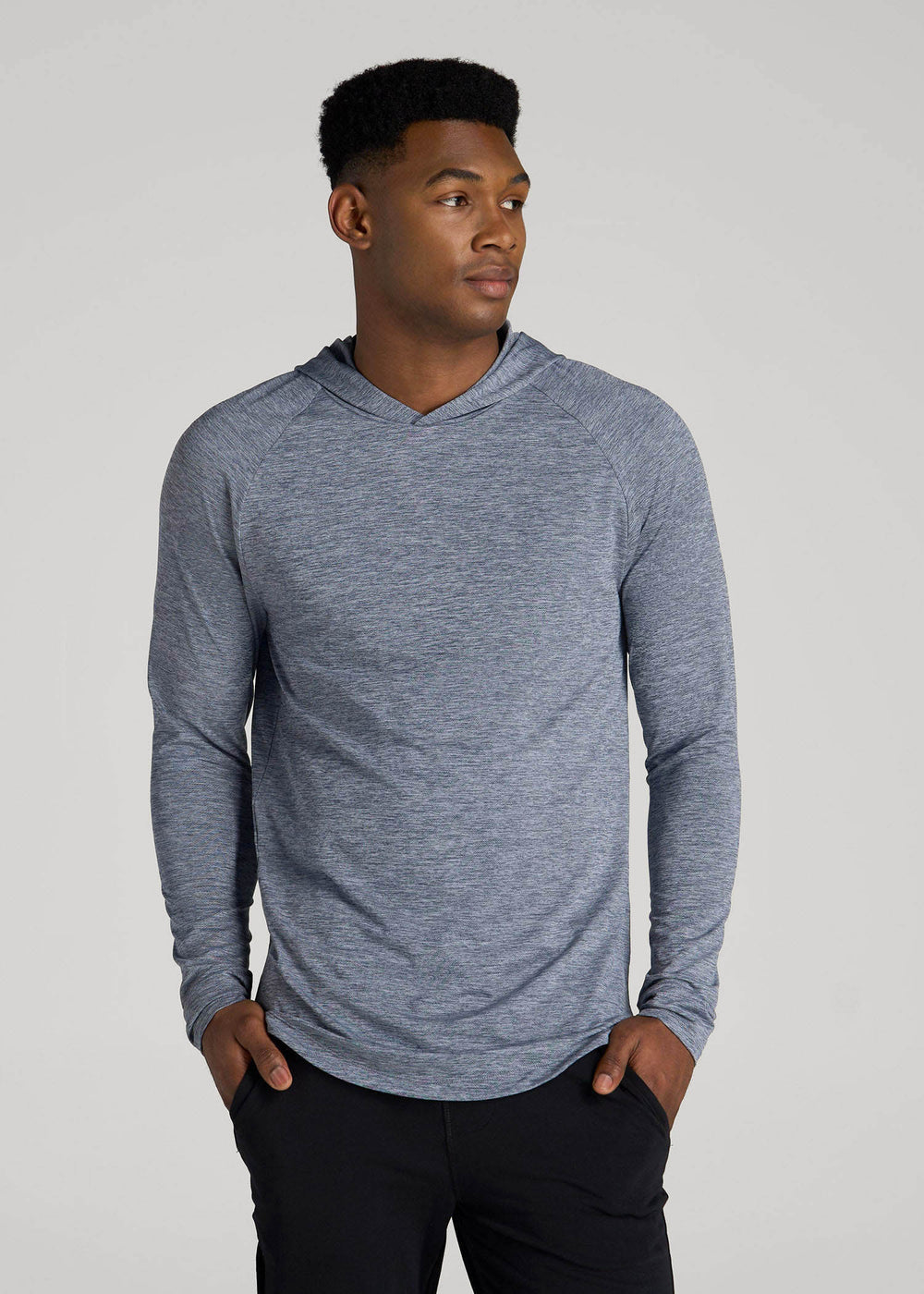 American Tall Discount | A.T. Performance Training Hoodie for Tall Men in Navy Space Dye