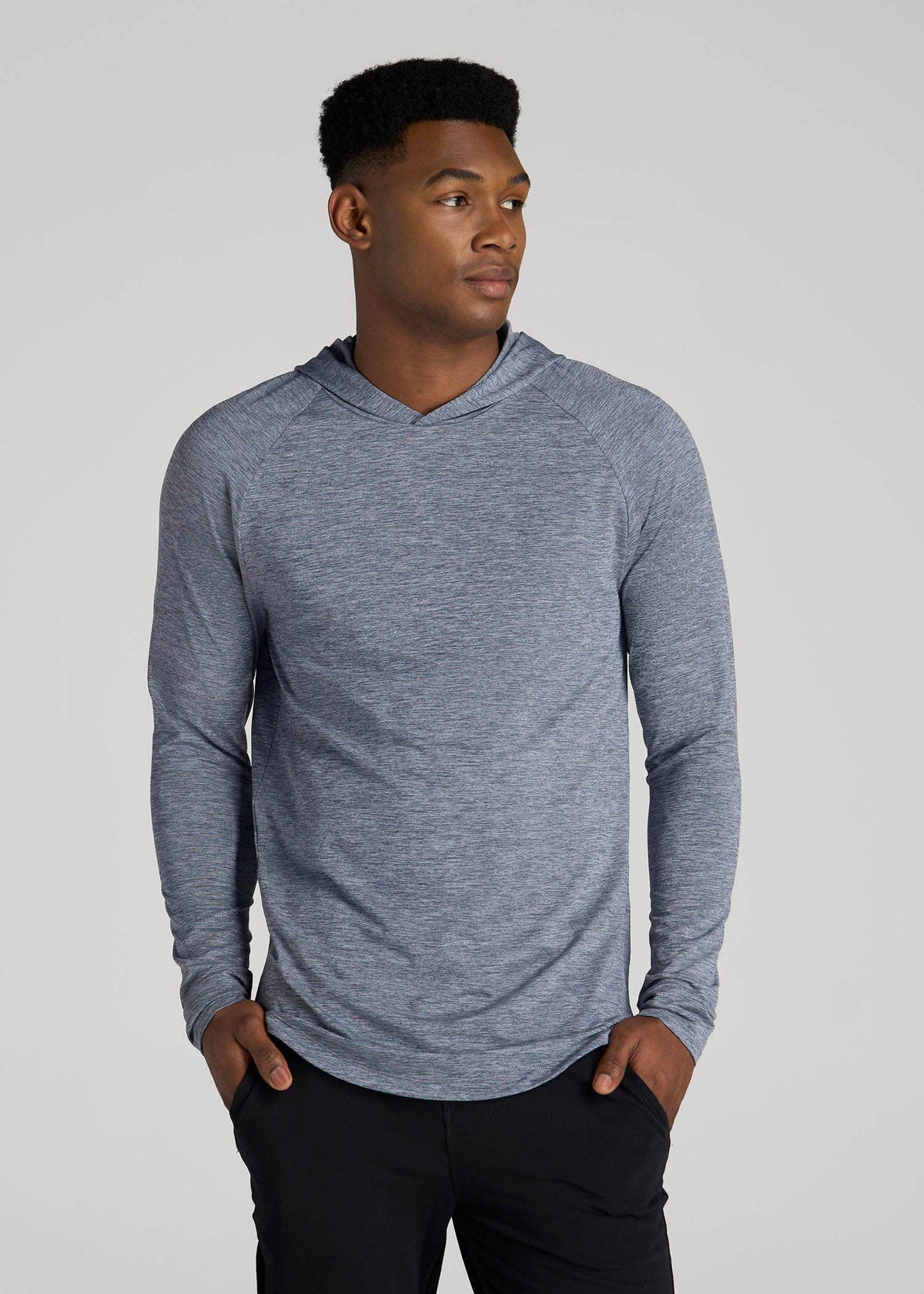 American Tall Discount | A.T. Performance Training Hoodie for Tall Men in Navy Space Dye