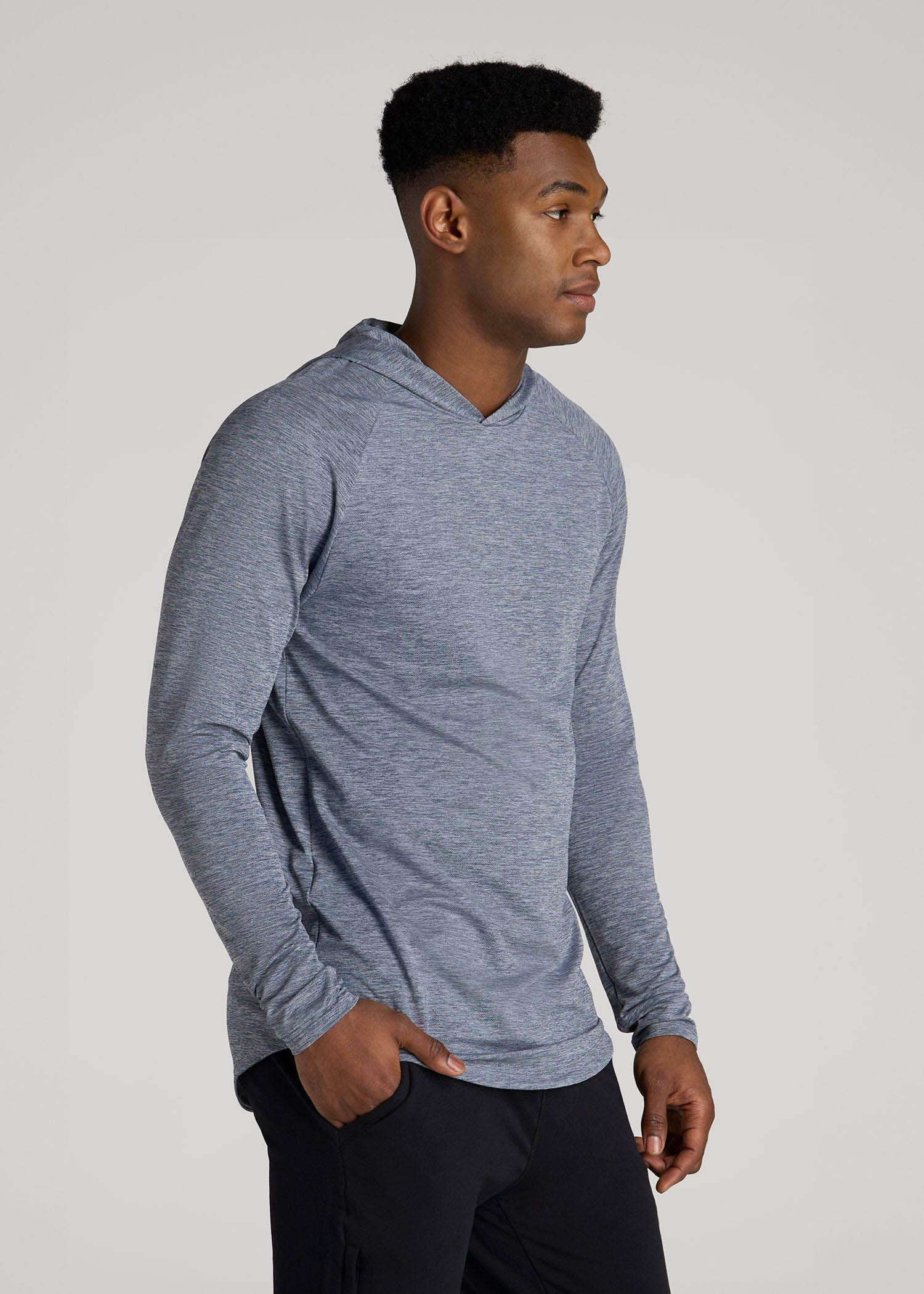 American Tall Discount | A.T. Performance Training Hoodie for Tall Men in Navy Space Dye