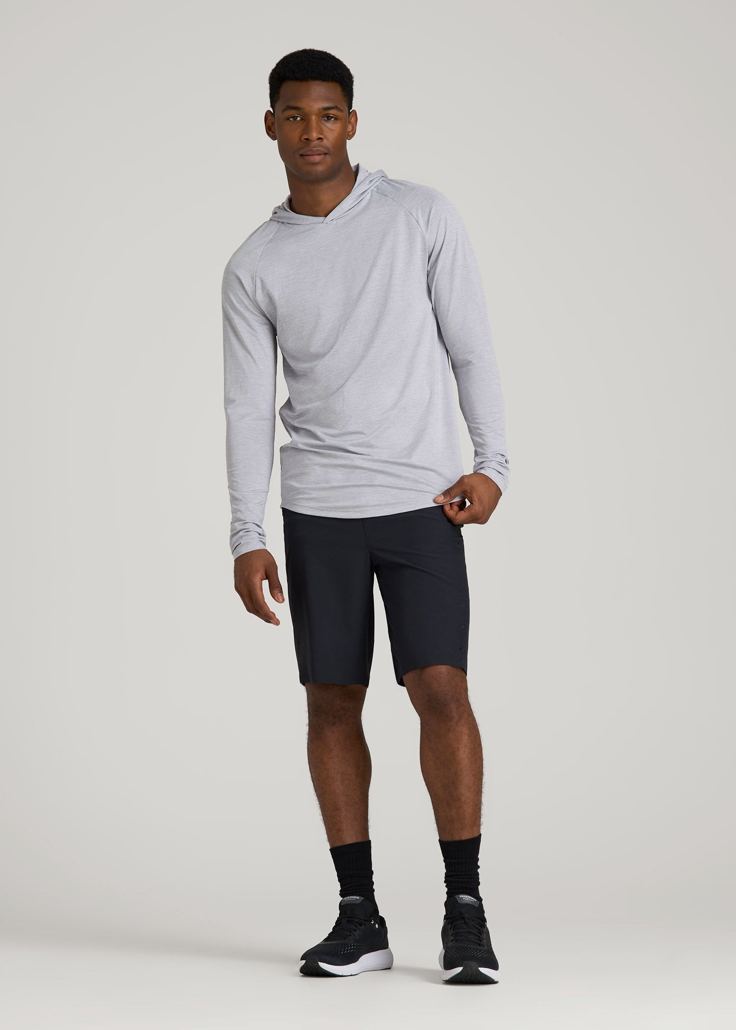 American Tall Online | A.T. Performance Training Hoodie for Tall Men in Light Silver