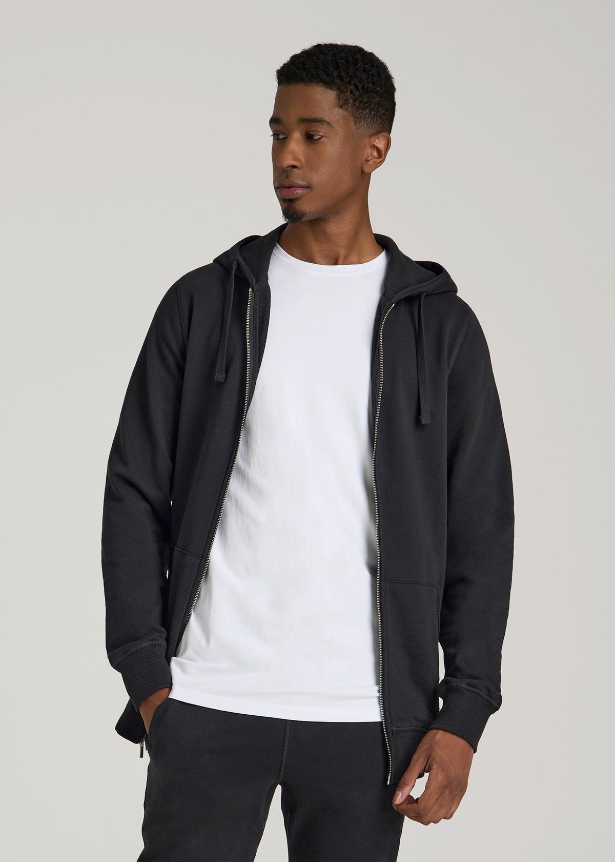 American Tall Sale | Wearever 2.0 French Terry Full-Zip Hoodie for Tall Men in Black