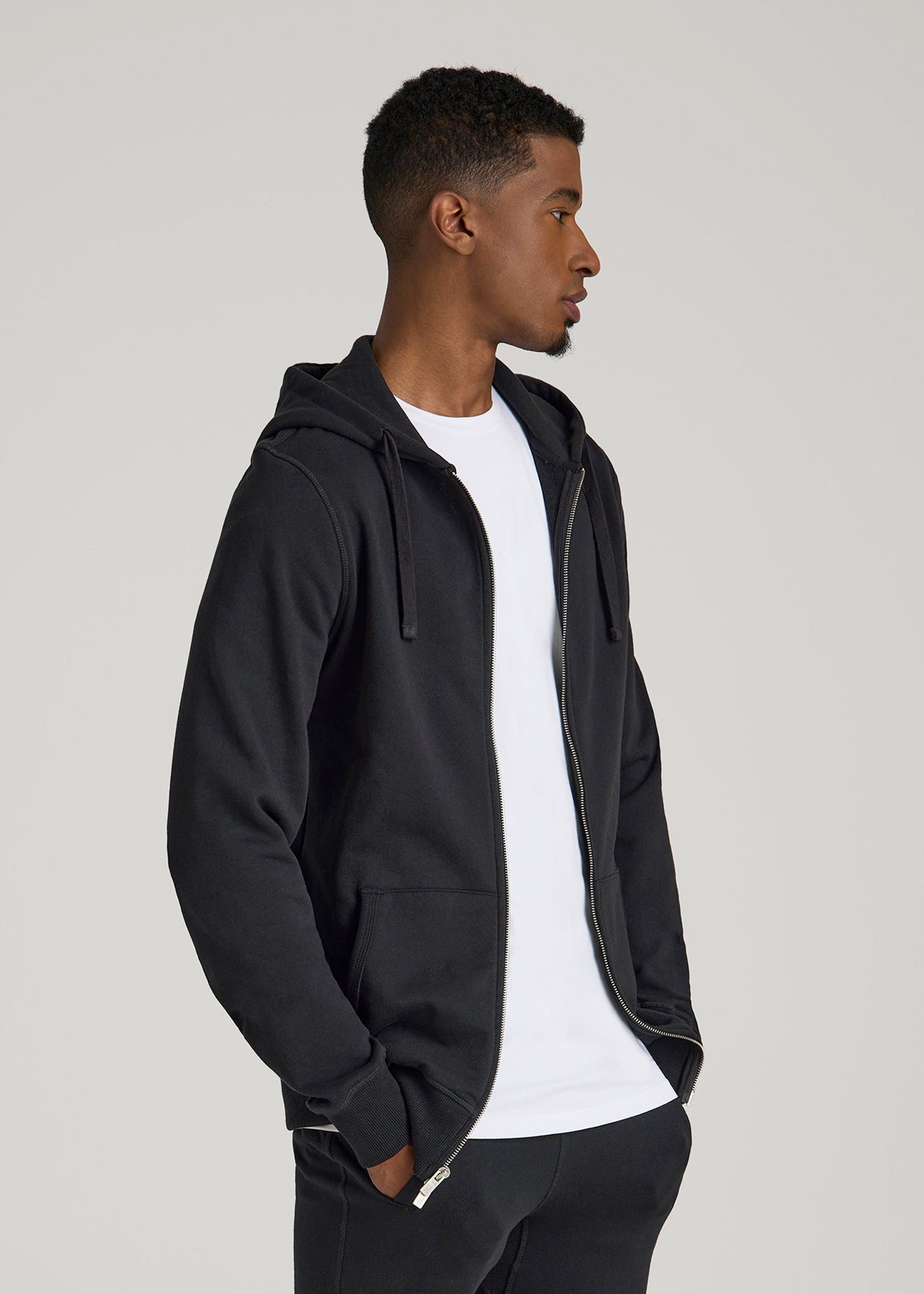 American Tall Sale | Wearever 2.0 French Terry Full-Zip Hoodie for Tall Men in Black