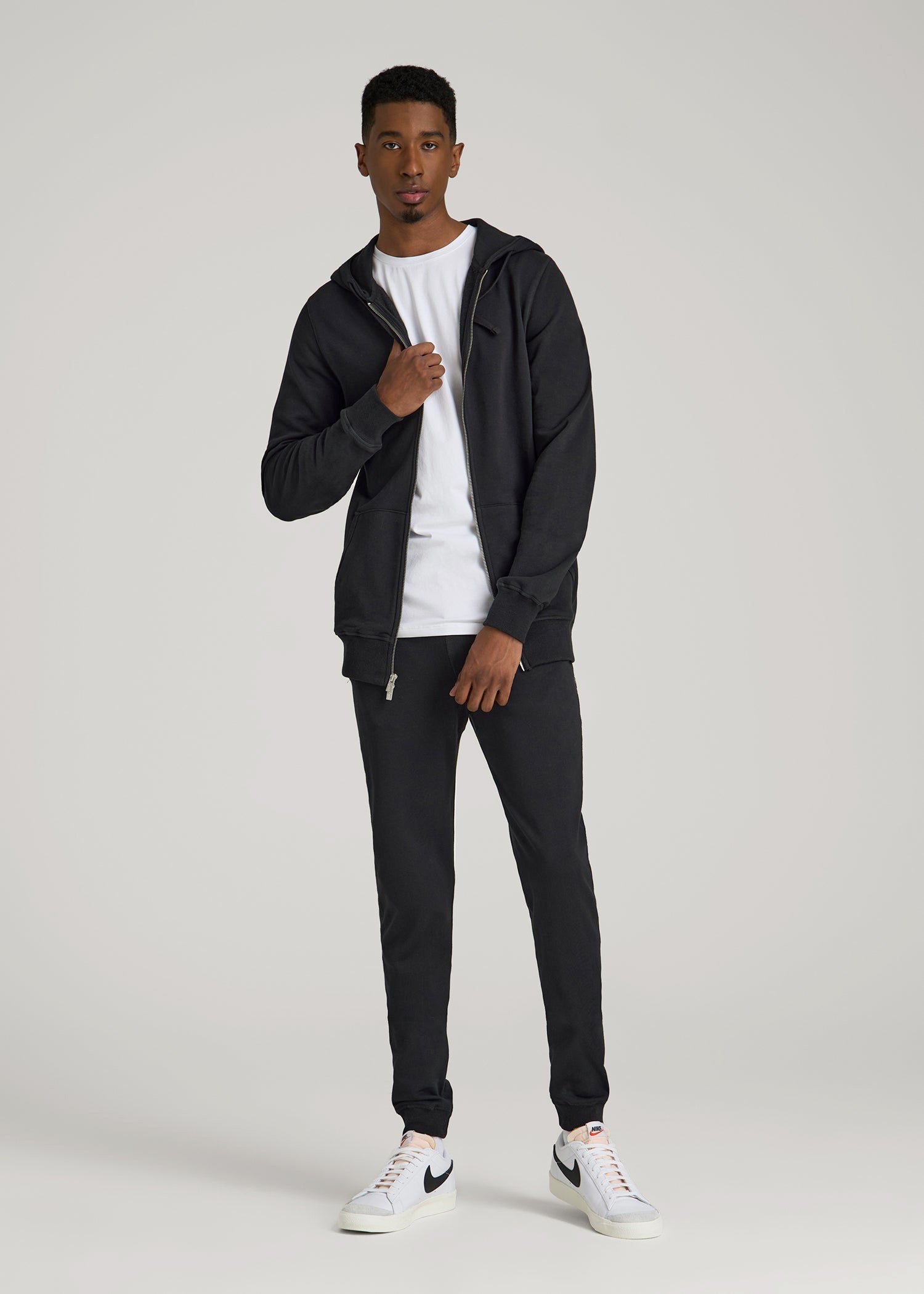American Tall Sale | Wearever 2.0 French Terry Full-Zip Hoodie for Tall Men in Black