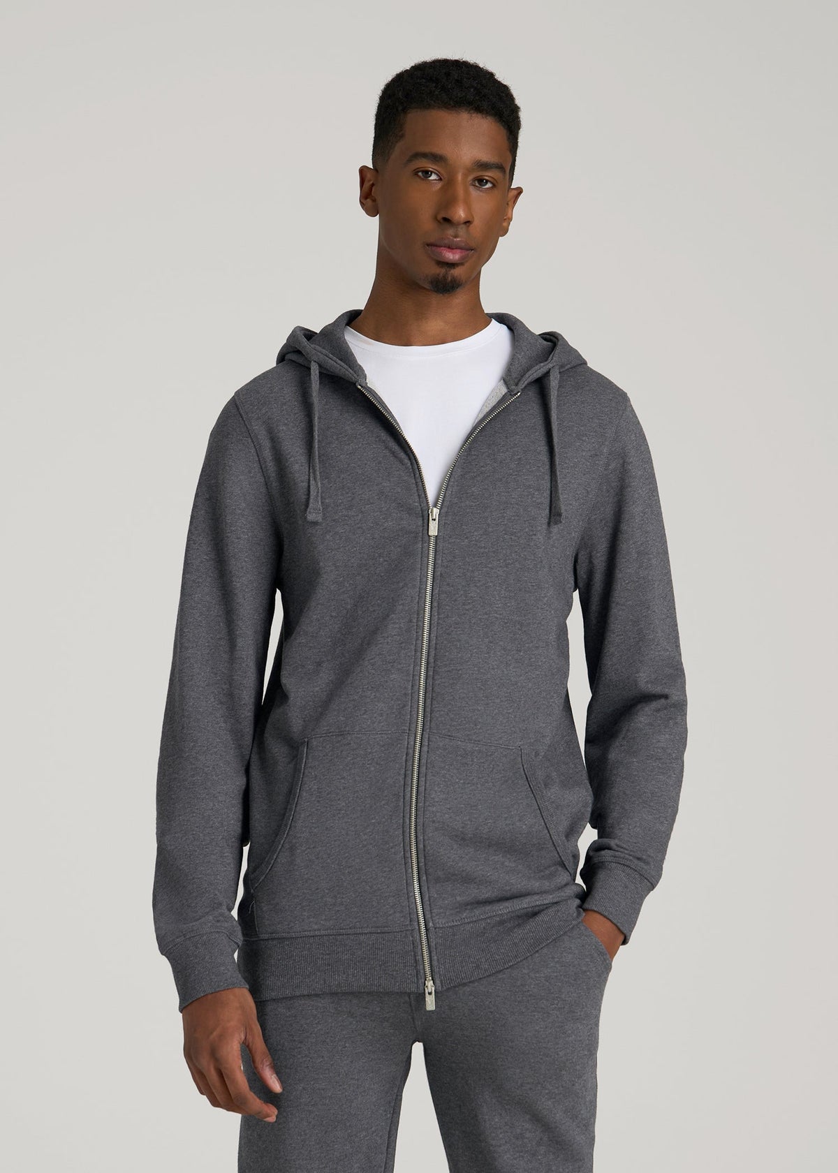 American Tall Discount | Wearever 2.0 French Terry Full-Zip Hoodie for Tall Men in Charcoal Mix