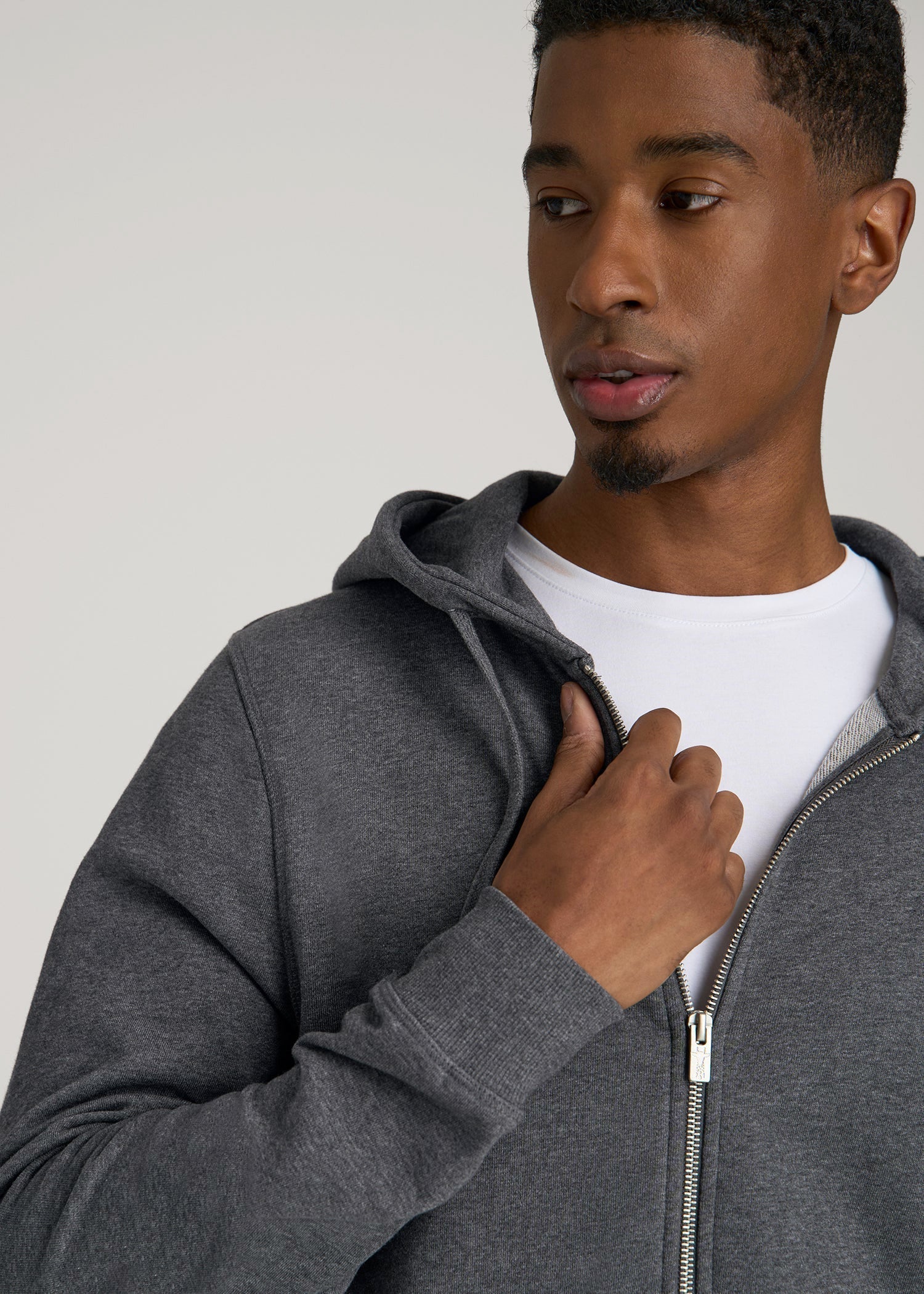 American Tall Discount | Wearever 2.0 French Terry Full-Zip Hoodie for Tall Men in Charcoal Mix
