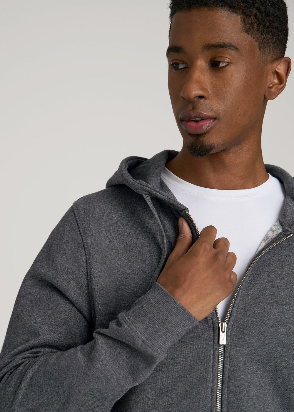 American Tall Discount | Wearever 2.0 French Terry Full-Zip Hoodie for Tall Men in Charcoal Mix