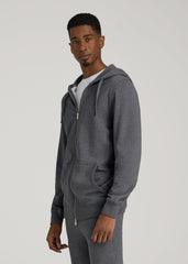 American Tall Discount | Wearever 2.0 French Terry Full-Zip Hoodie for Tall Men in Charcoal Mix