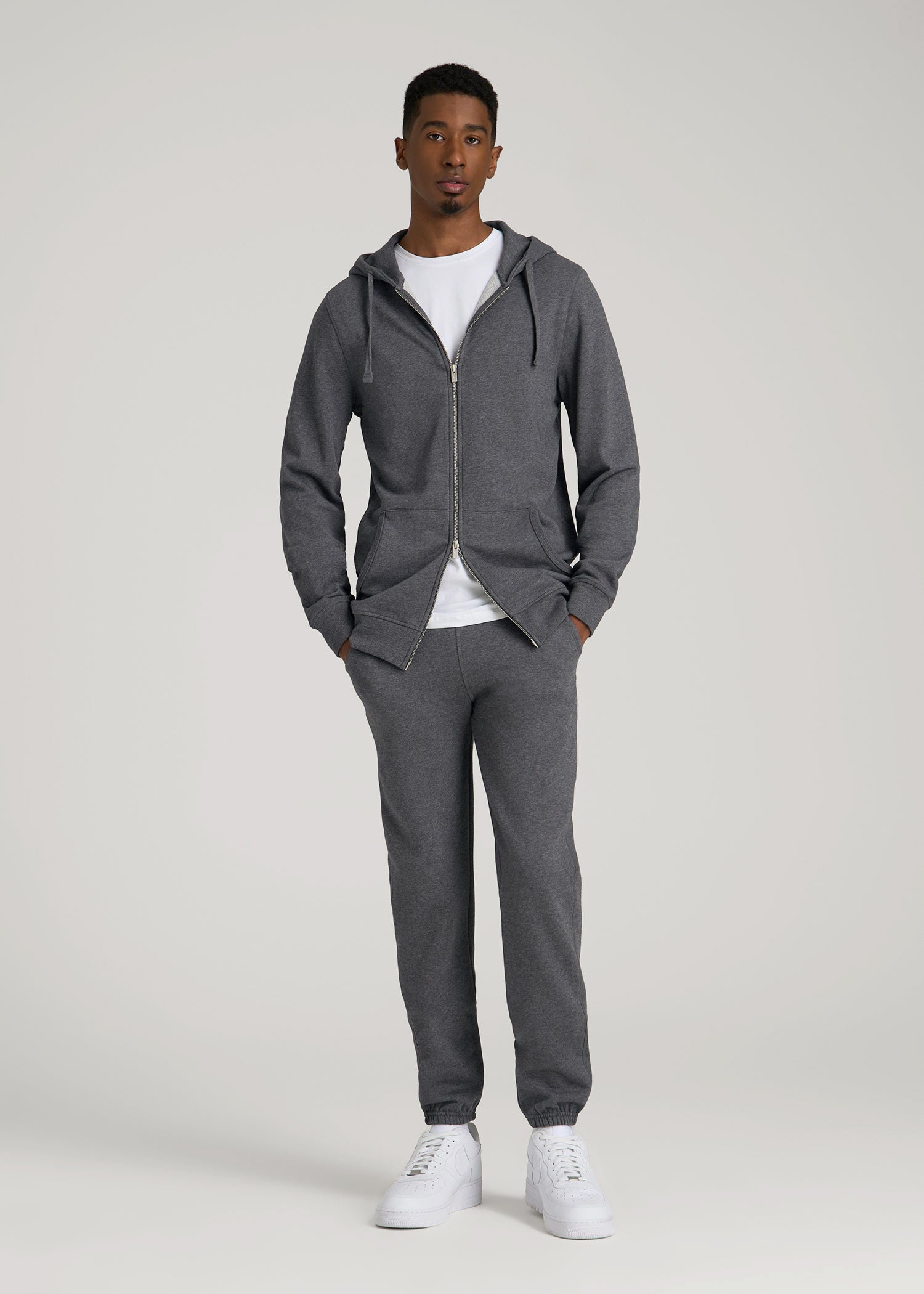 American Tall Discount | Wearever 2.0 French Terry Full-Zip Hoodie for Tall Men in Charcoal Mix