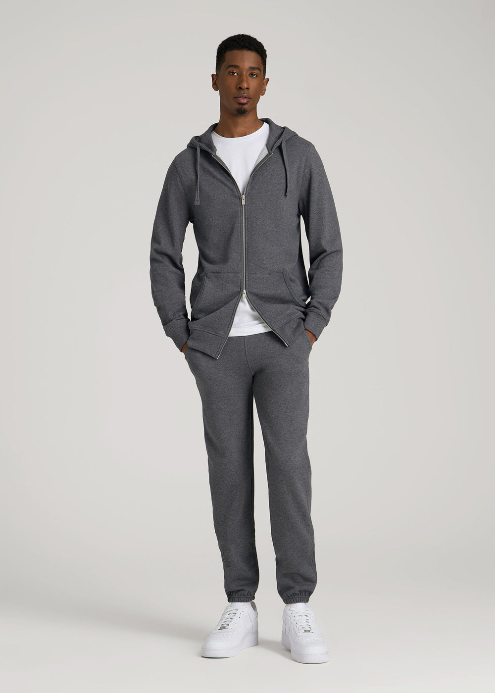 American Tall Discount | Wearever 2.0 French Terry Full-Zip Hoodie for Tall Men in Charcoal Mix