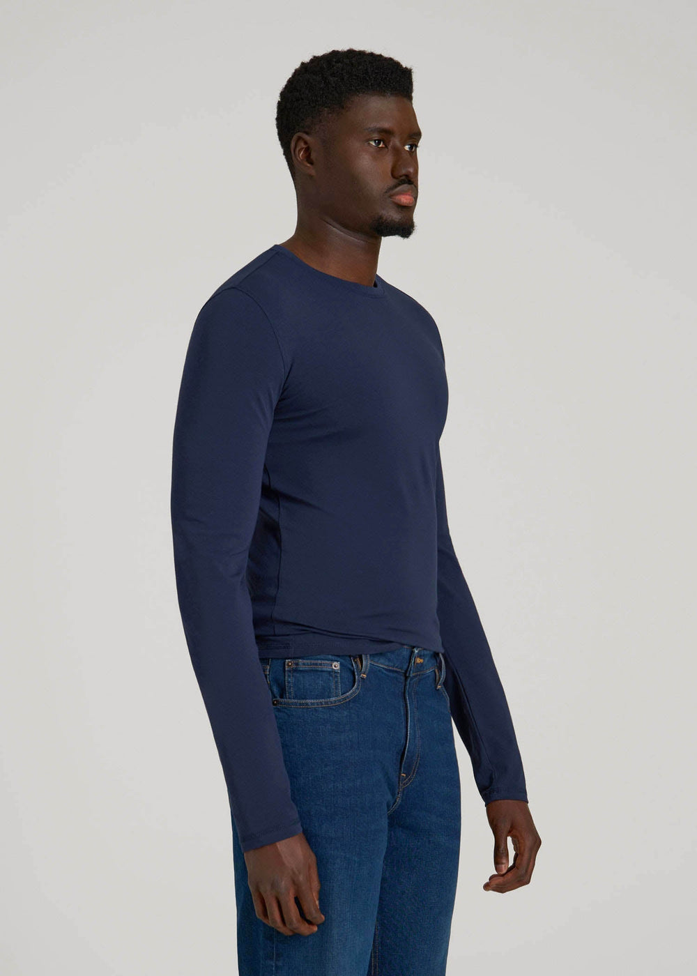 American Tall Sale | The Essential Slim Fit Long Sleeve Tee for Tall Men in Navy