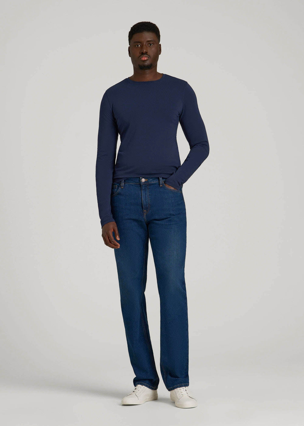 American Tall Sale | The Essential Slim Fit Long Sleeve Tee for Tall Men in Navy
