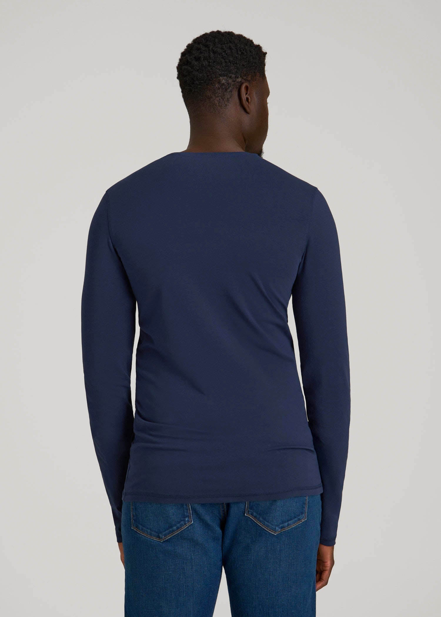 American Tall Sale | The Essential Slim Fit Long Sleeve Tee for Tall Men in Navy