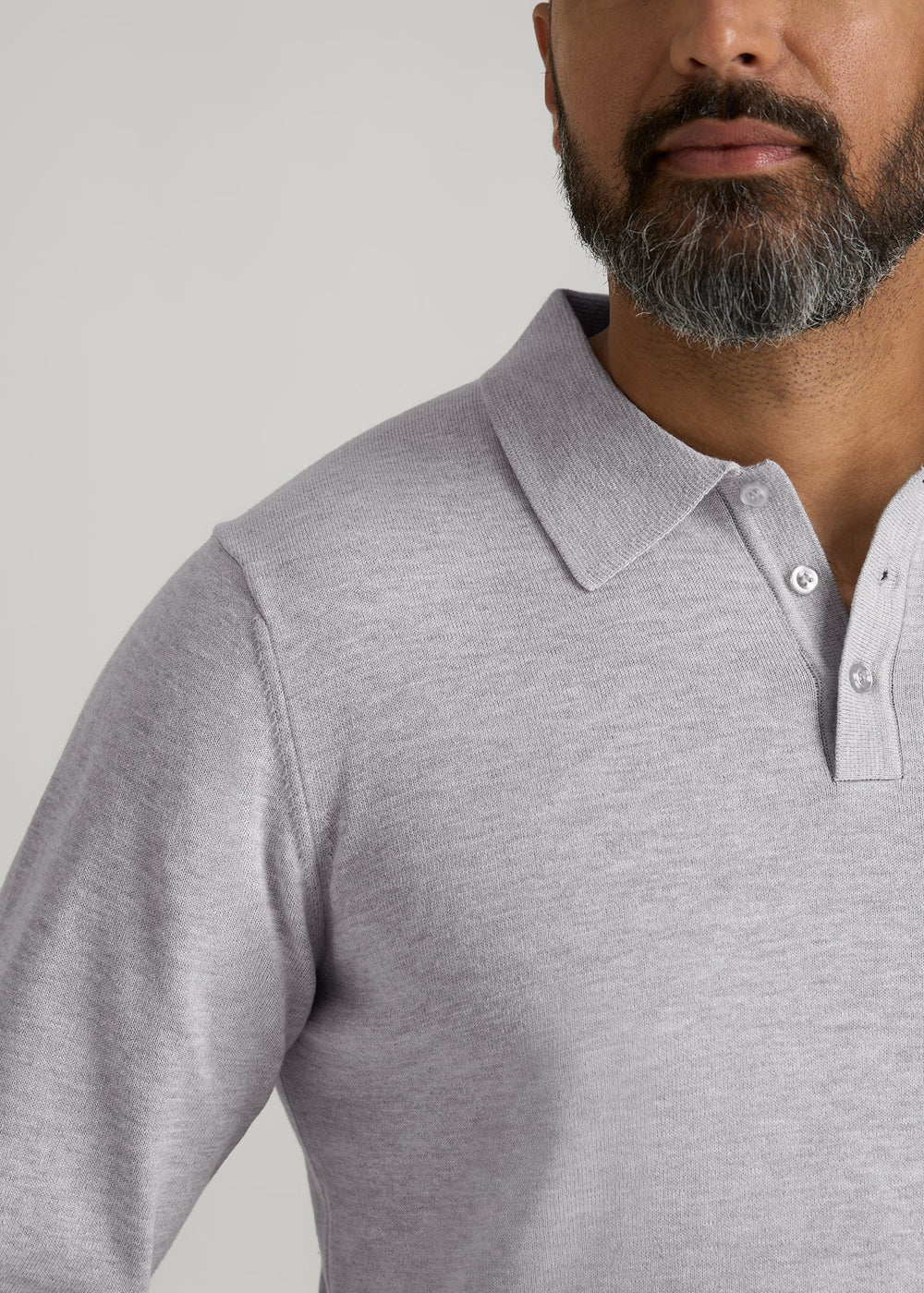 American Tall Outlet | Polo Sweater for Tall Men in Light Grey