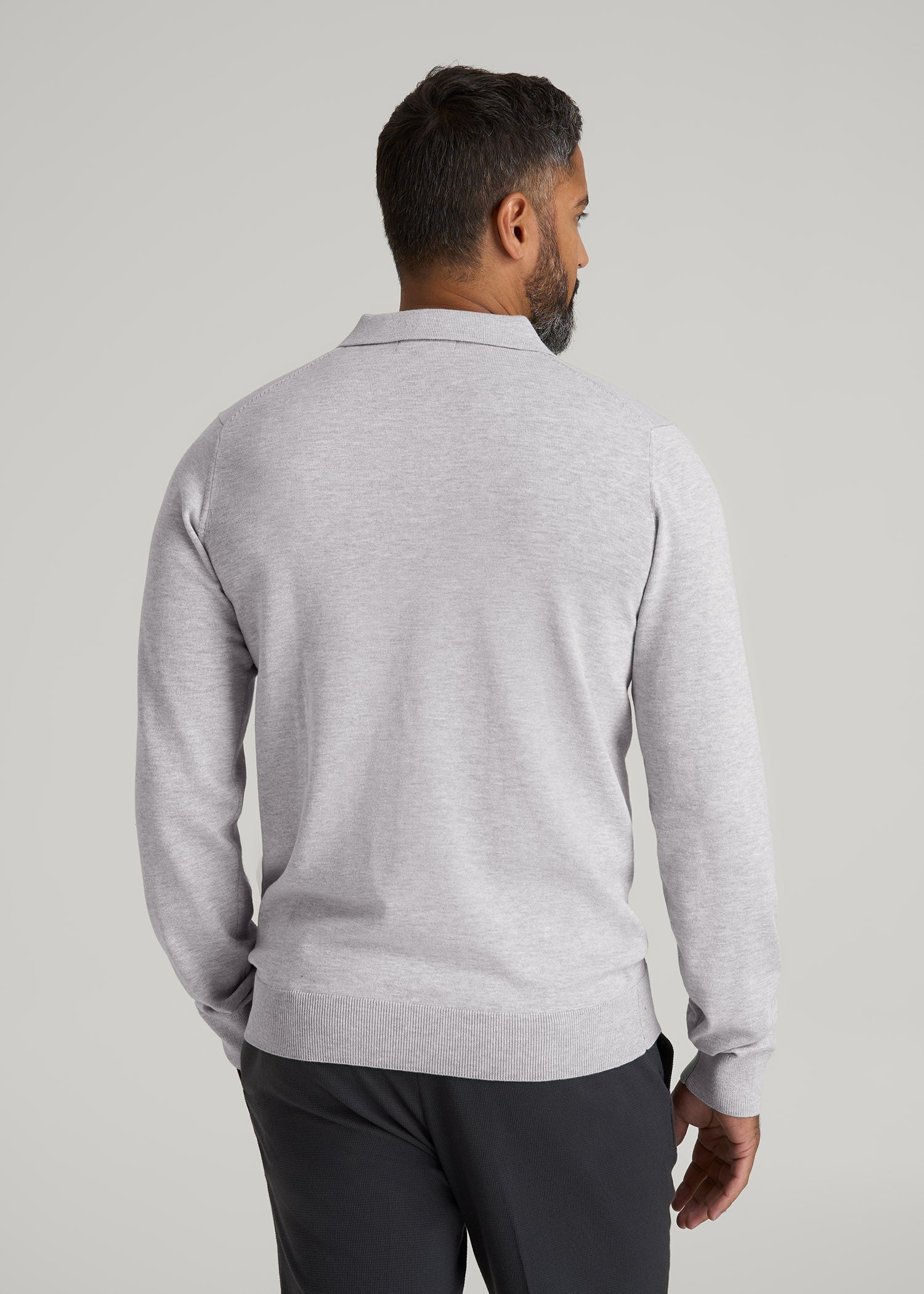 American Tall Outlet | Polo Sweater for Tall Men in Light Grey