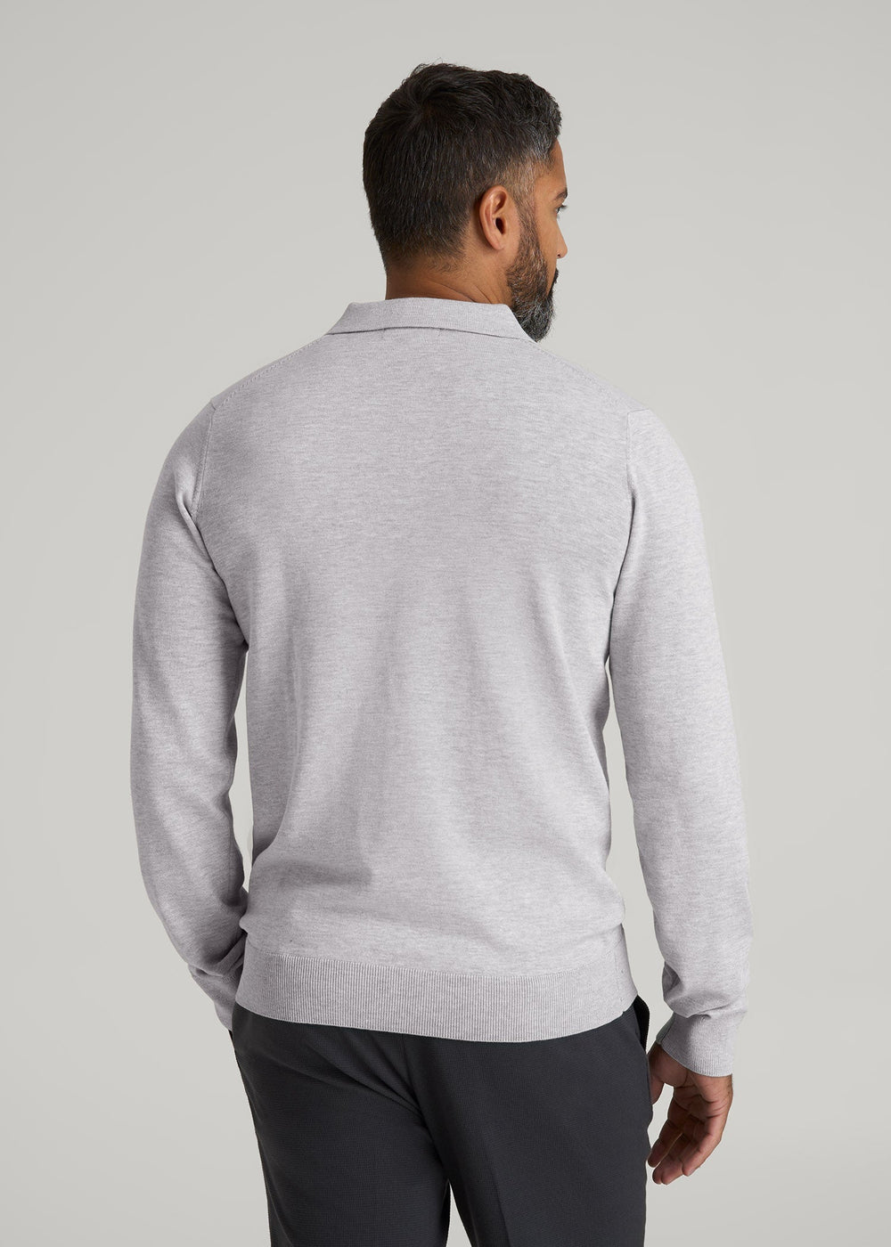 American Tall Outlet | Polo Sweater for Tall Men in Light Grey