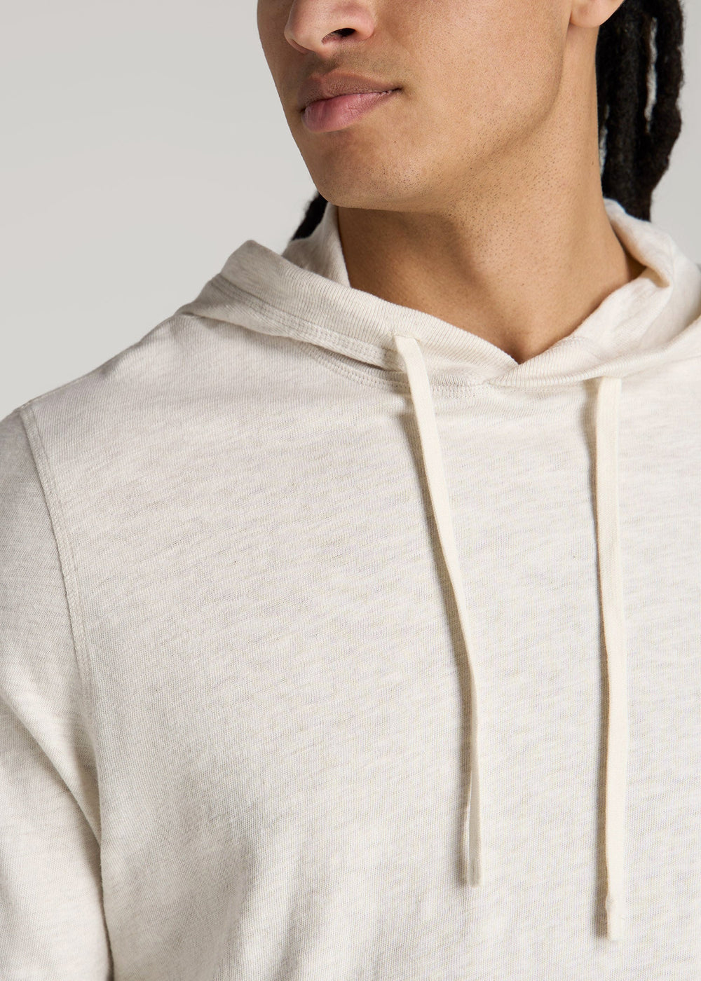 American Tall Discount | Sunwashed Slub Pullover Hoodie for Tall Men in Heathered Oatmeal