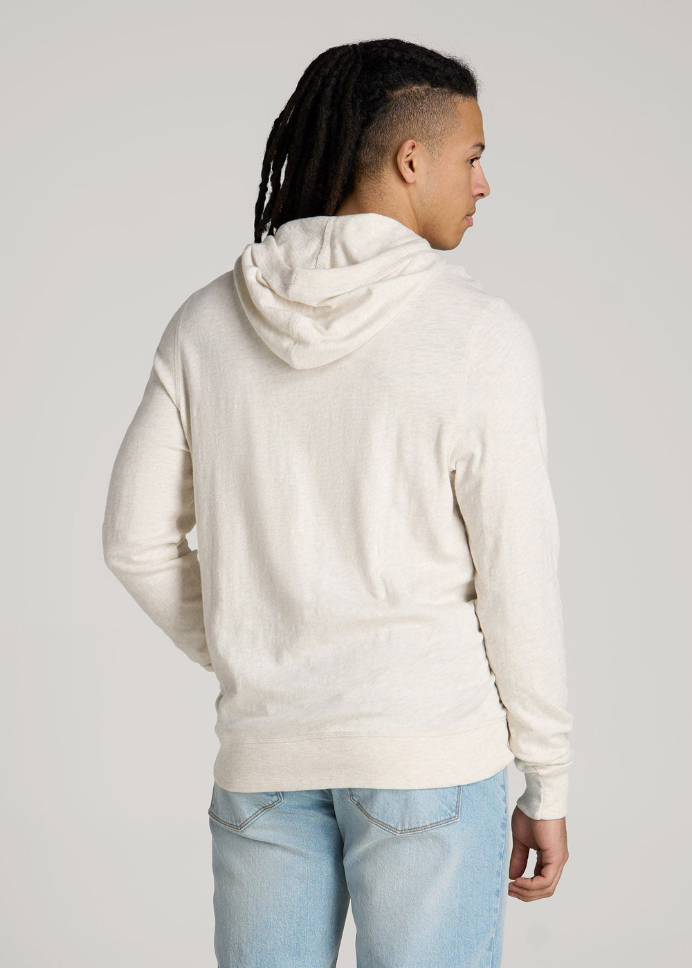 American Tall Discount | Sunwashed Slub Pullover Hoodie for Tall Men in Heathered Oatmeal