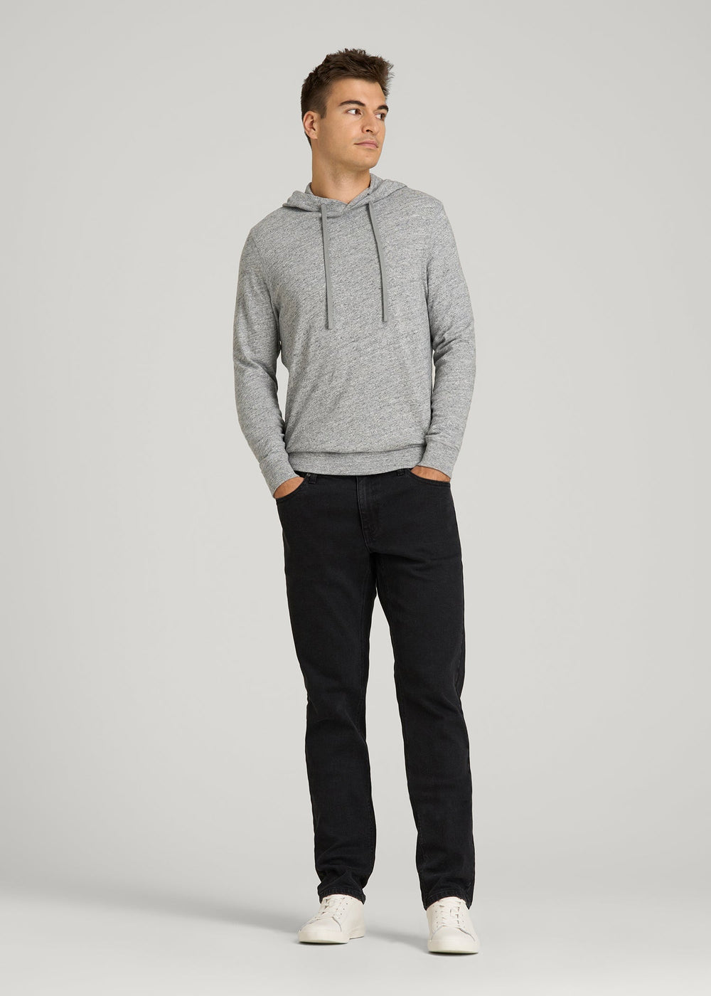 American Tall Online | Sunwashed Slub Pullover Hoodie for Tall Men in Heathered Grey