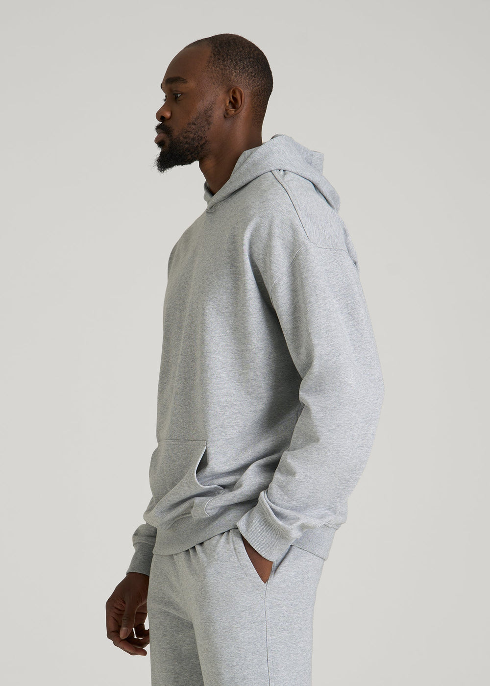 American Tall Online Shop | Everyday French Terry Popover Hoodie for Tall Men in Grey Mix