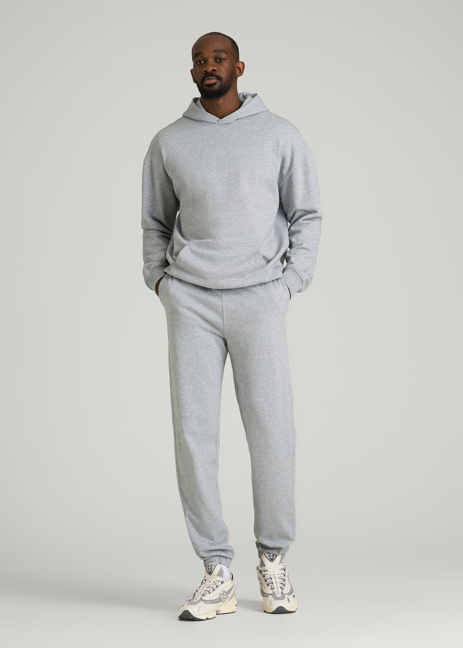 American Tall Online Shop | Everyday French Terry Popover Hoodie for Tall Men in Grey Mix