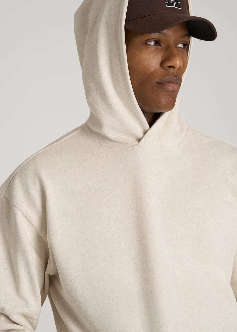 American Tall Discount | Everyday French Terry Popover Hoodie for Tall Men in Heathered Oatmeal