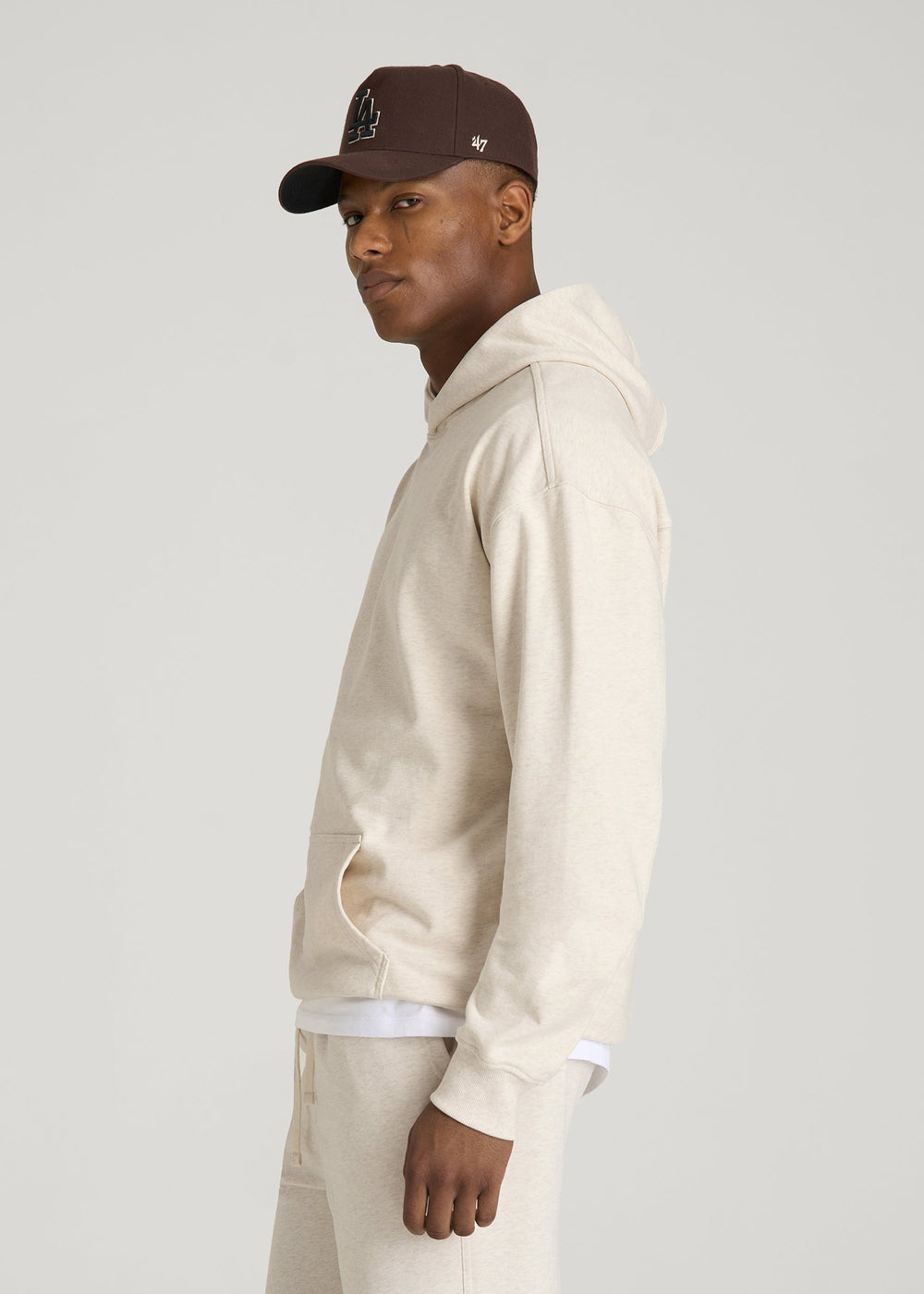 American Tall Discount | Everyday French Terry Popover Hoodie for Tall Men in Heathered Oatmeal