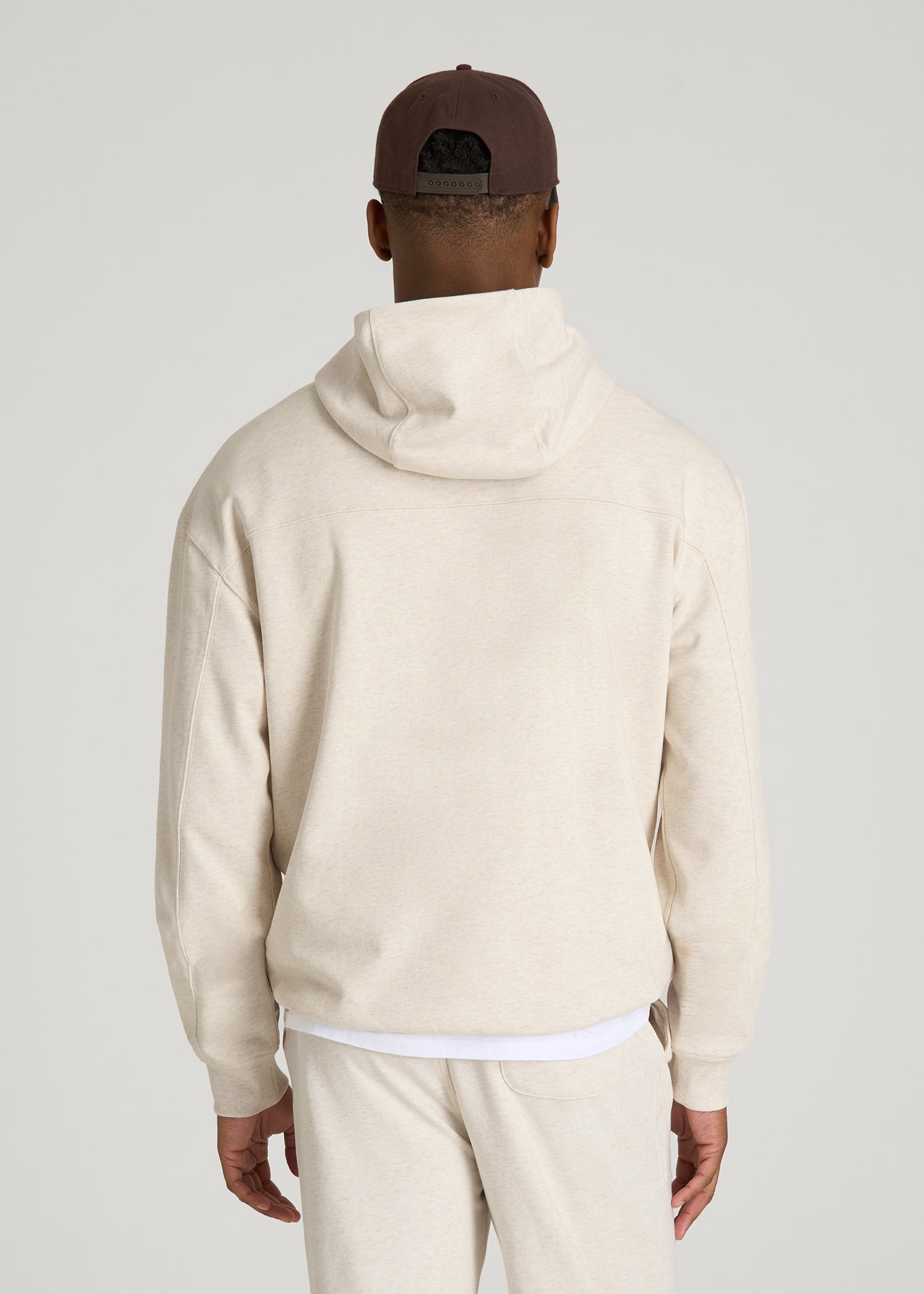 American Tall Discount | Everyday French Terry Popover Hoodie for Tall Men in Heathered Oatmeal