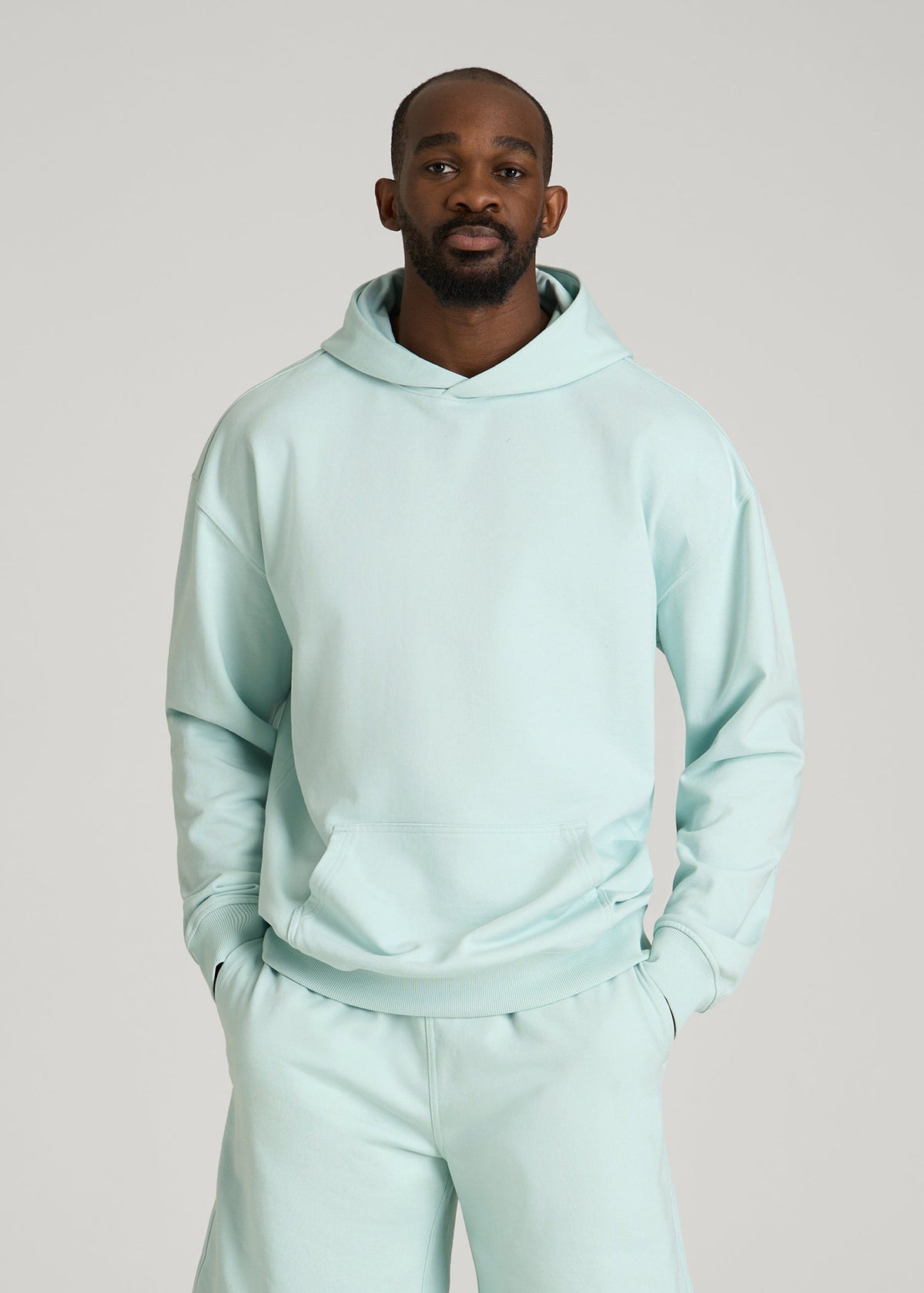 American Tall Sale | Everyday French Terry Popover Hoodie for Tall Men in Opal Blue