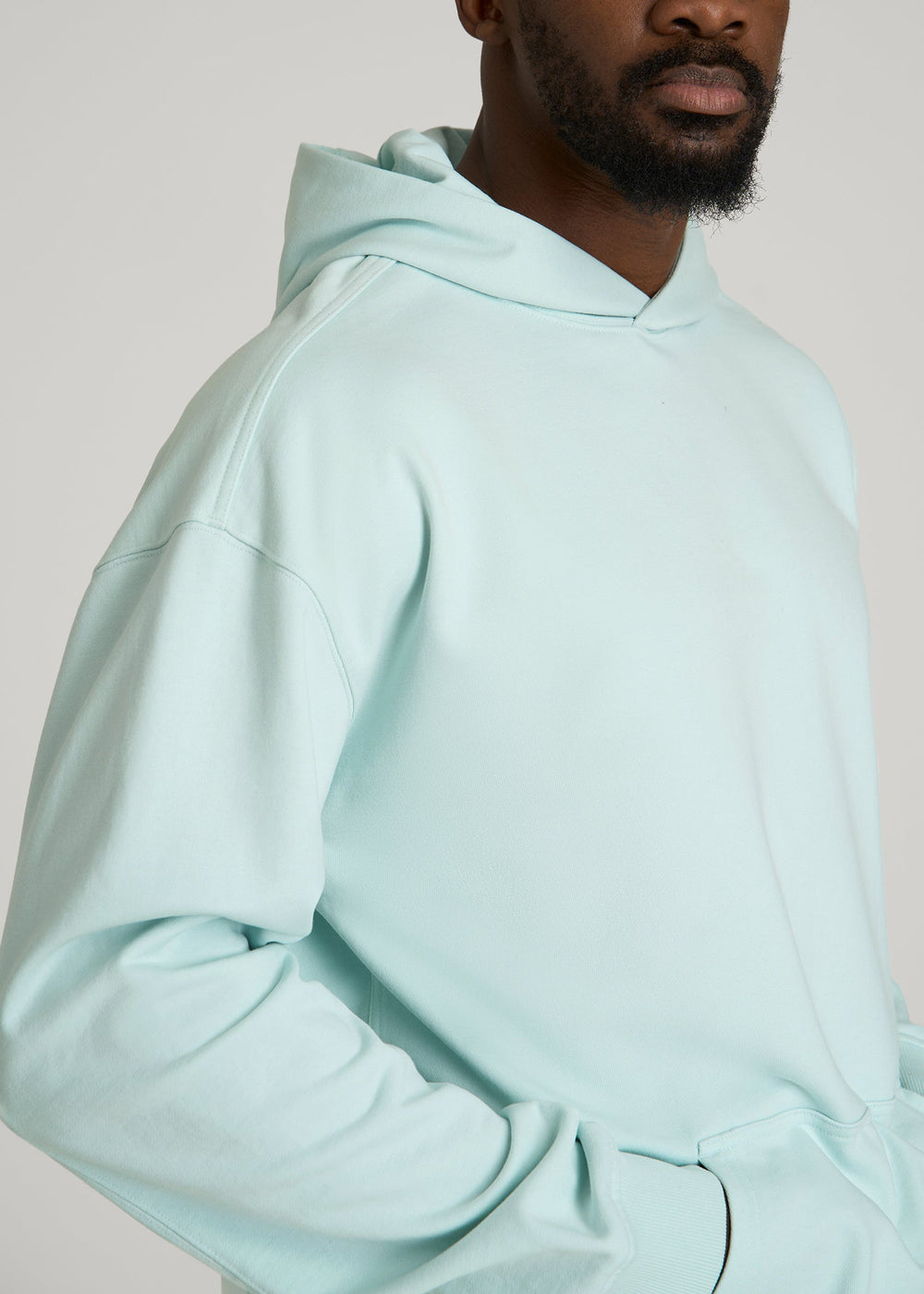 American Tall Sale | Everyday French Terry Popover Hoodie for Tall Men in Opal Blue
