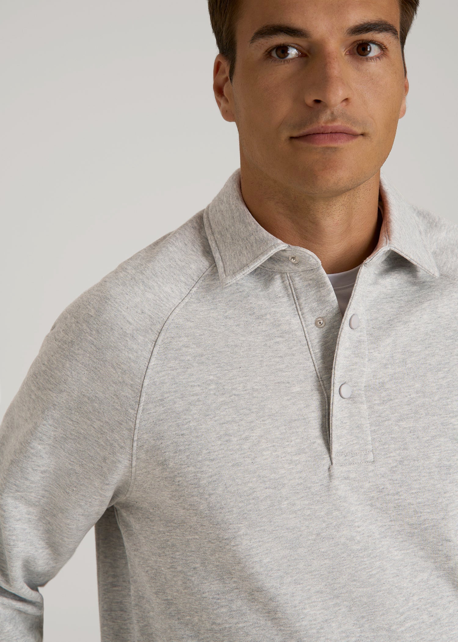 American Tall Online | Wearever Fleece Collared Sweatshirt for Tall Men in Grey Mix