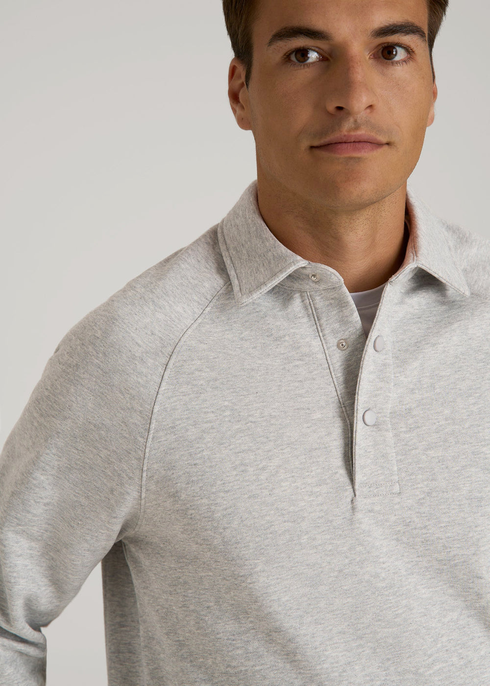 American Tall Online | Wearever Fleece Collared Sweatshirt for Tall Men in Grey Mix