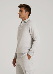 American Tall Online | Wearever Fleece Collared Sweatshirt for Tall Men in Grey Mix