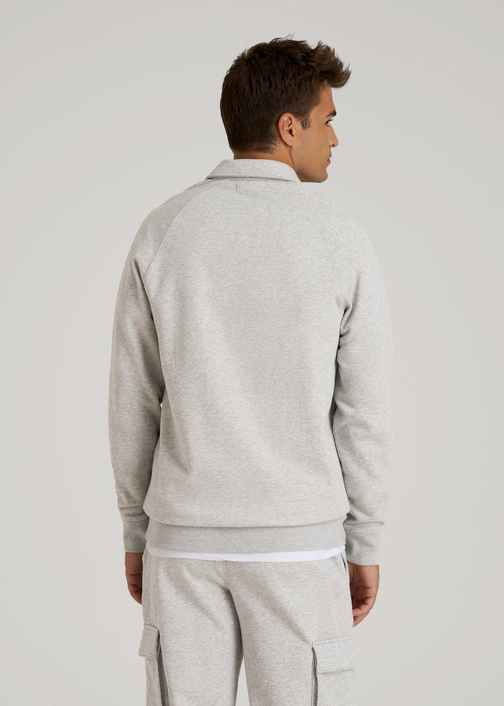 American Tall Online | Wearever Fleece Collared Sweatshirt for Tall Men in Grey Mix