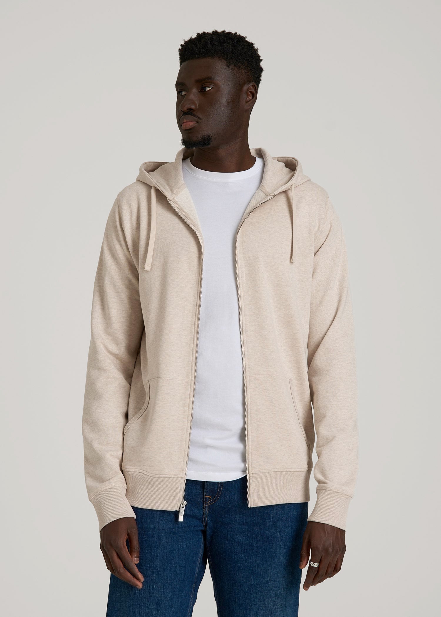 American Tall Sale | Wearever French Terry Full Zip Hoodie 2.0 in Oatmeal Mix