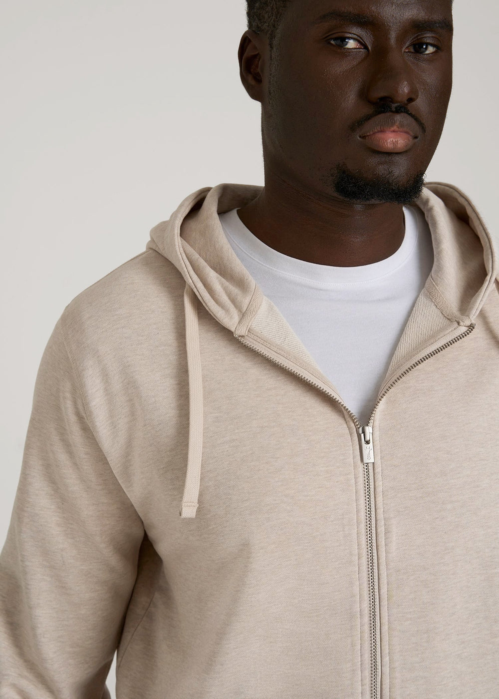 American Tall Sale | Wearever French Terry Full Zip Hoodie 2.0 in Oatmeal Mix