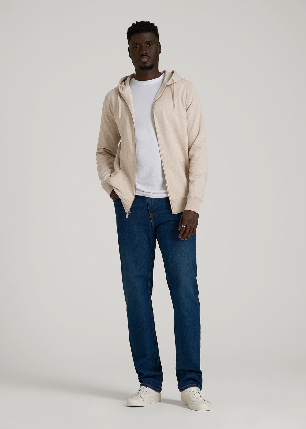 American Tall Sale | Wearever French Terry Full Zip Hoodie 2.0 in Oatmeal Mix
