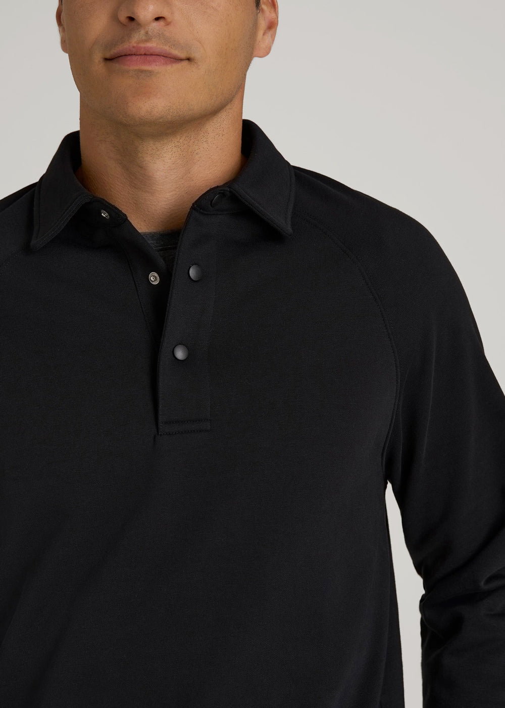 American Tall Outlet | Wearever Fleece Collared Sweatshirt for Tall Men in Black
