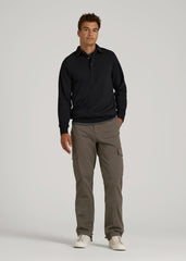 American Tall Outlet | Wearever Fleece Collared Sweatshirt for Tall Men in Black