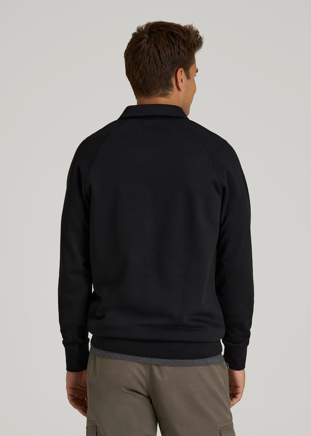 American Tall Outlet | Wearever Fleece Collared Sweatshirt for Tall Men in Black