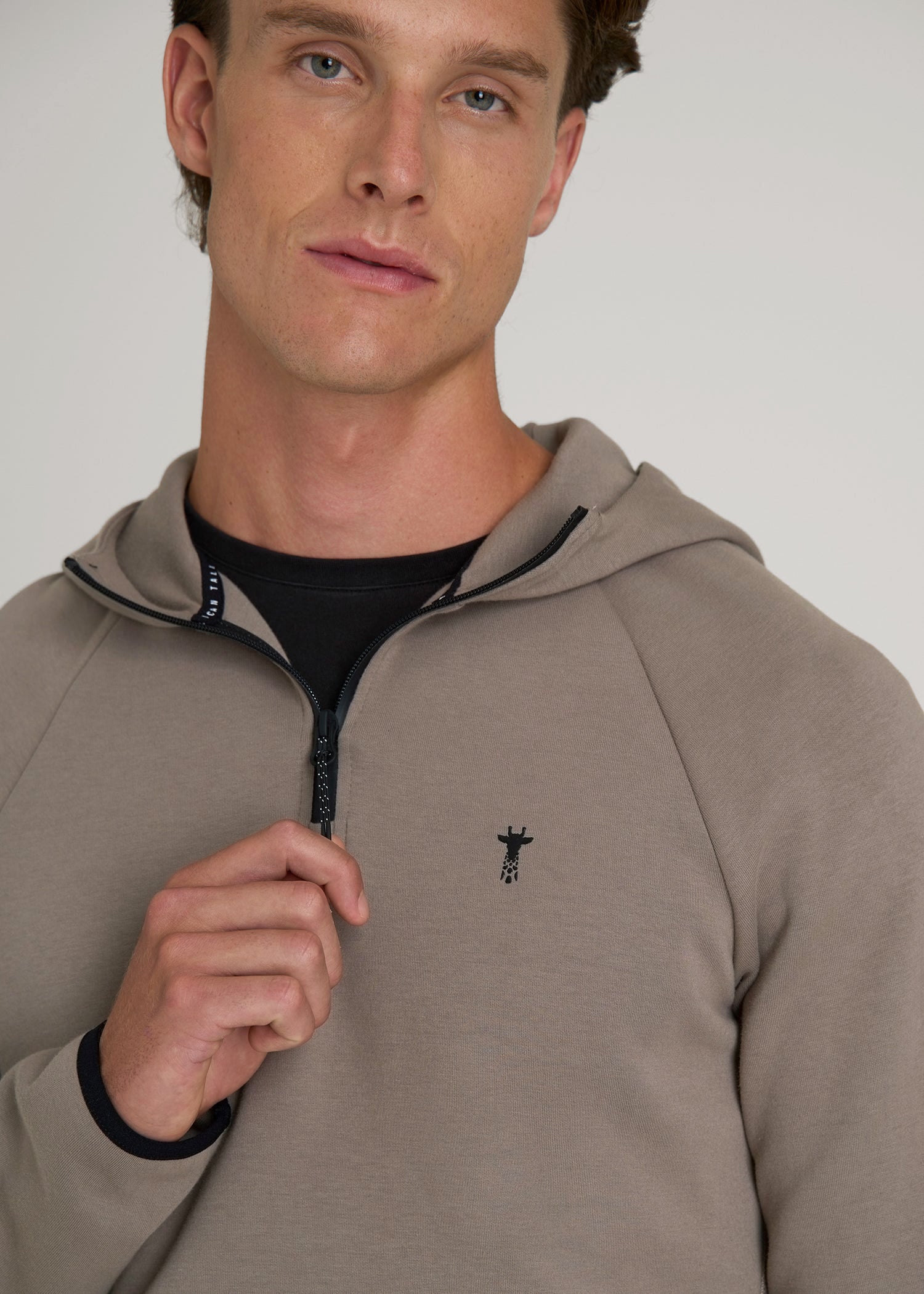 American Tall For Sale | Tech Motion Fleece Hooded Popover for Tall Men in Portobello