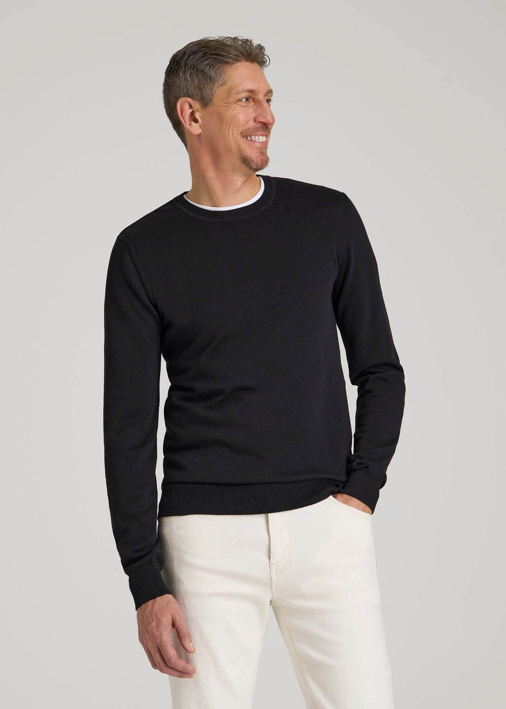 American Tall Discount | Everyday Crewneck Sweater for Tall Men in Black