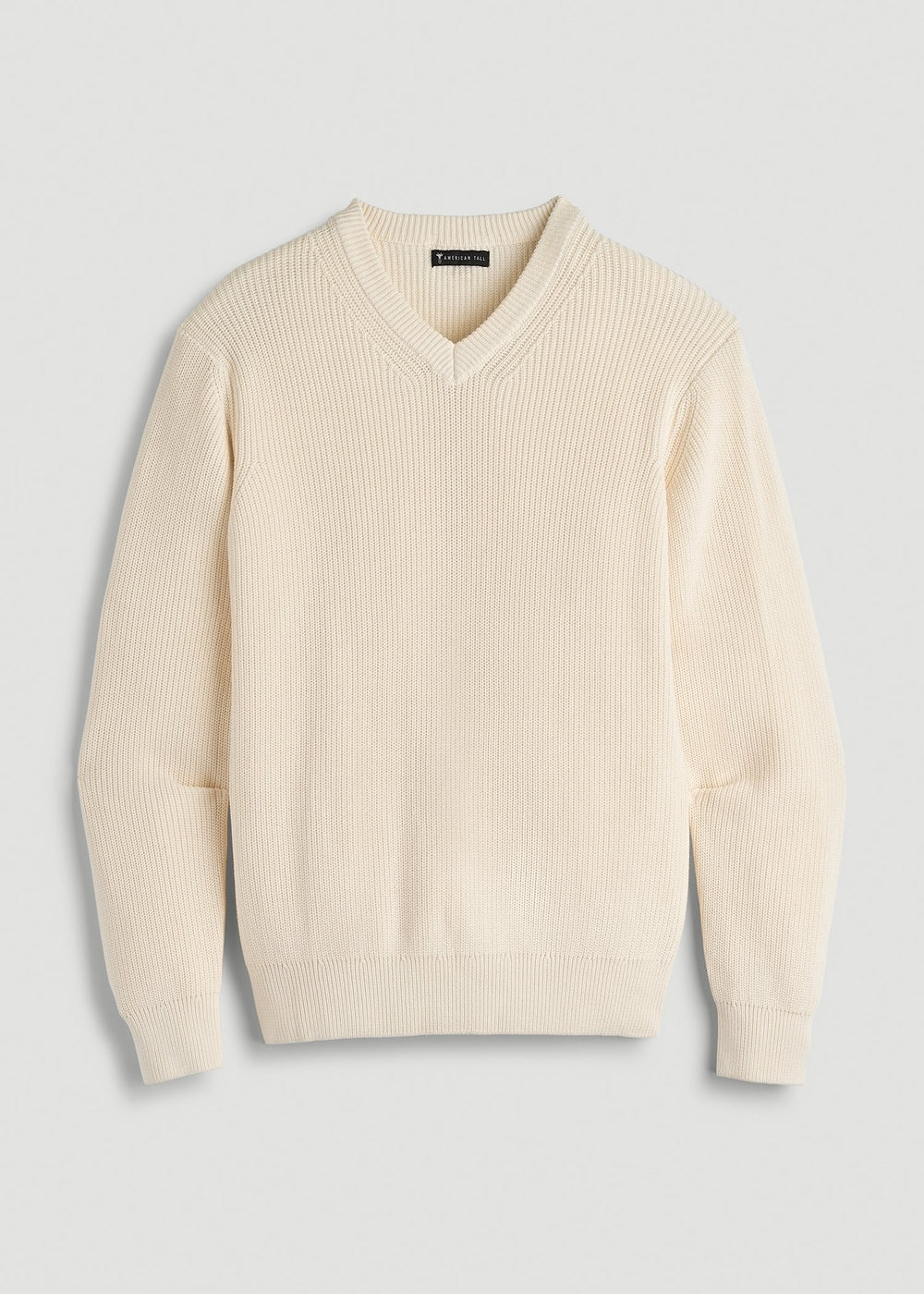 American Tall Sale | Ribbed Knit V-Neck Sweater for Tall Men in Natural