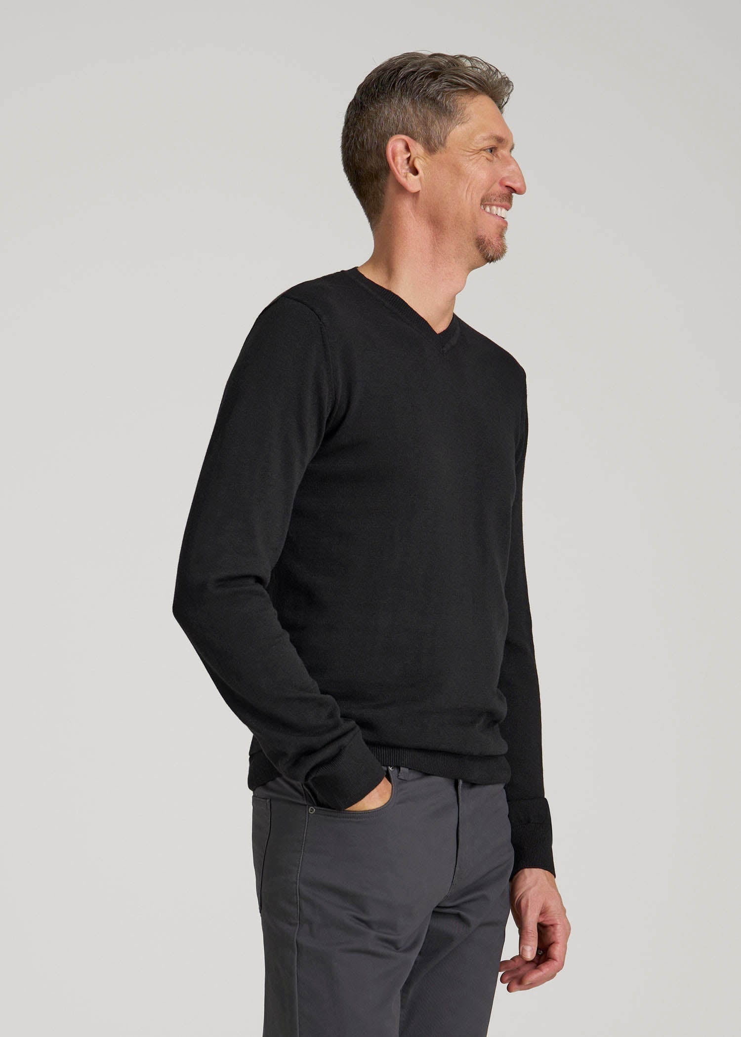 American Tall Outlet | Everyday V-Neck Sweater for Tall Men in Black