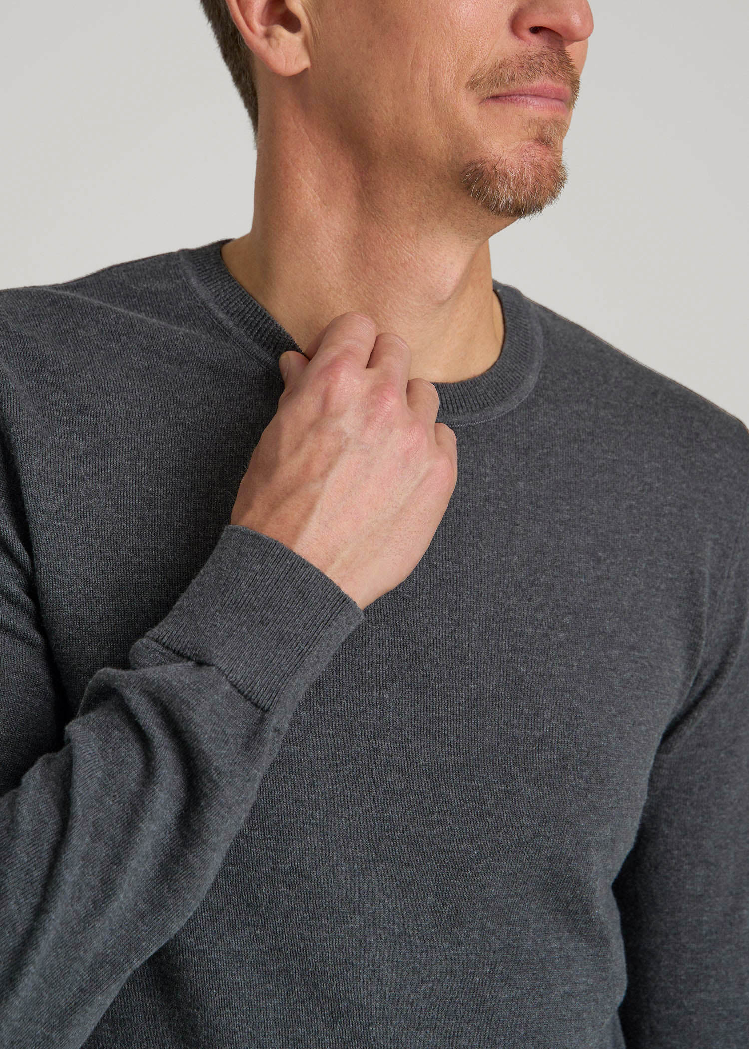 American Tall For Sale | Everyday Crewneck Sweater for Tall Men in Charcoal Mix
