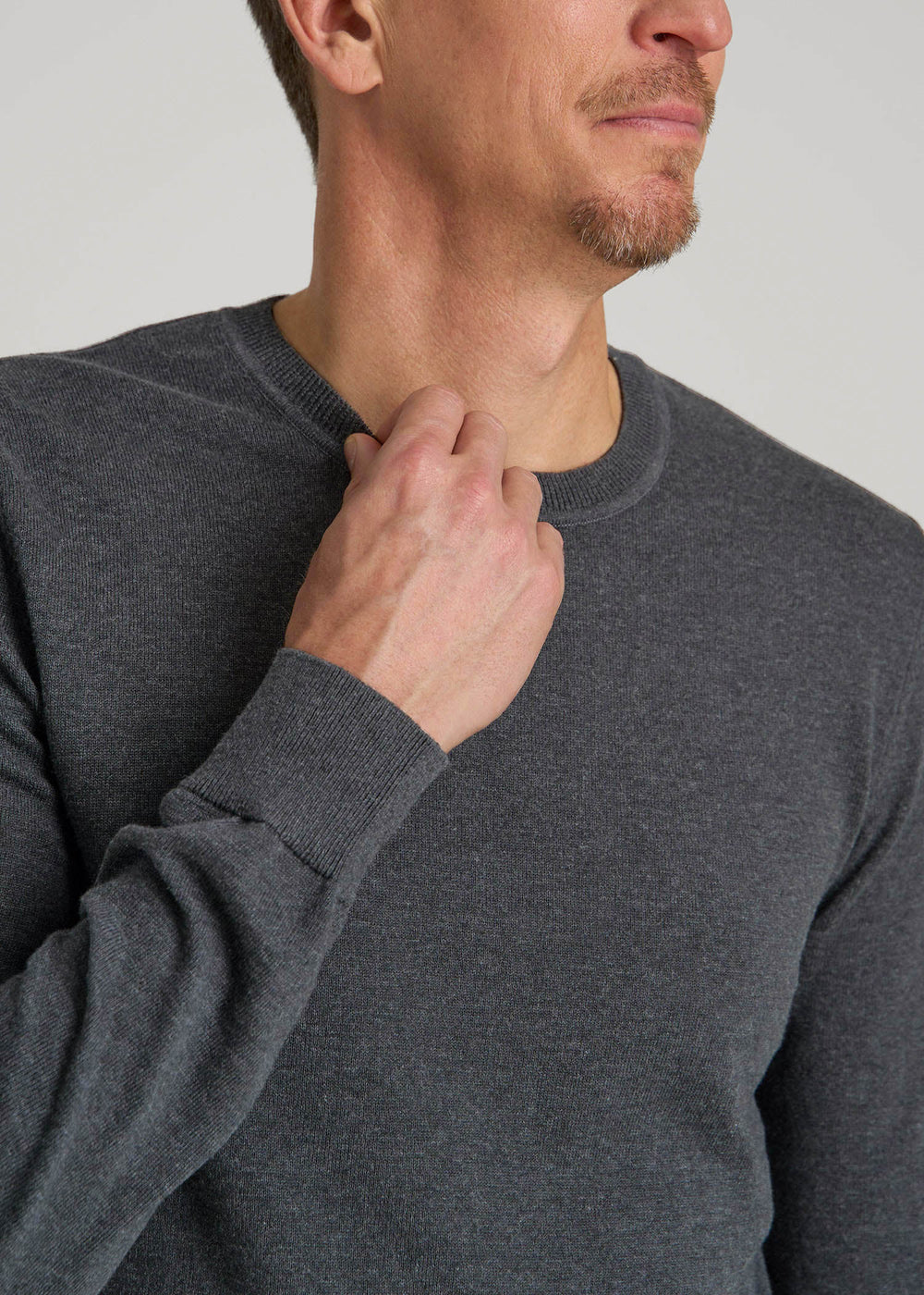 American Tall For Sale | Everyday Crewneck Sweater for Tall Men in Charcoal Mix