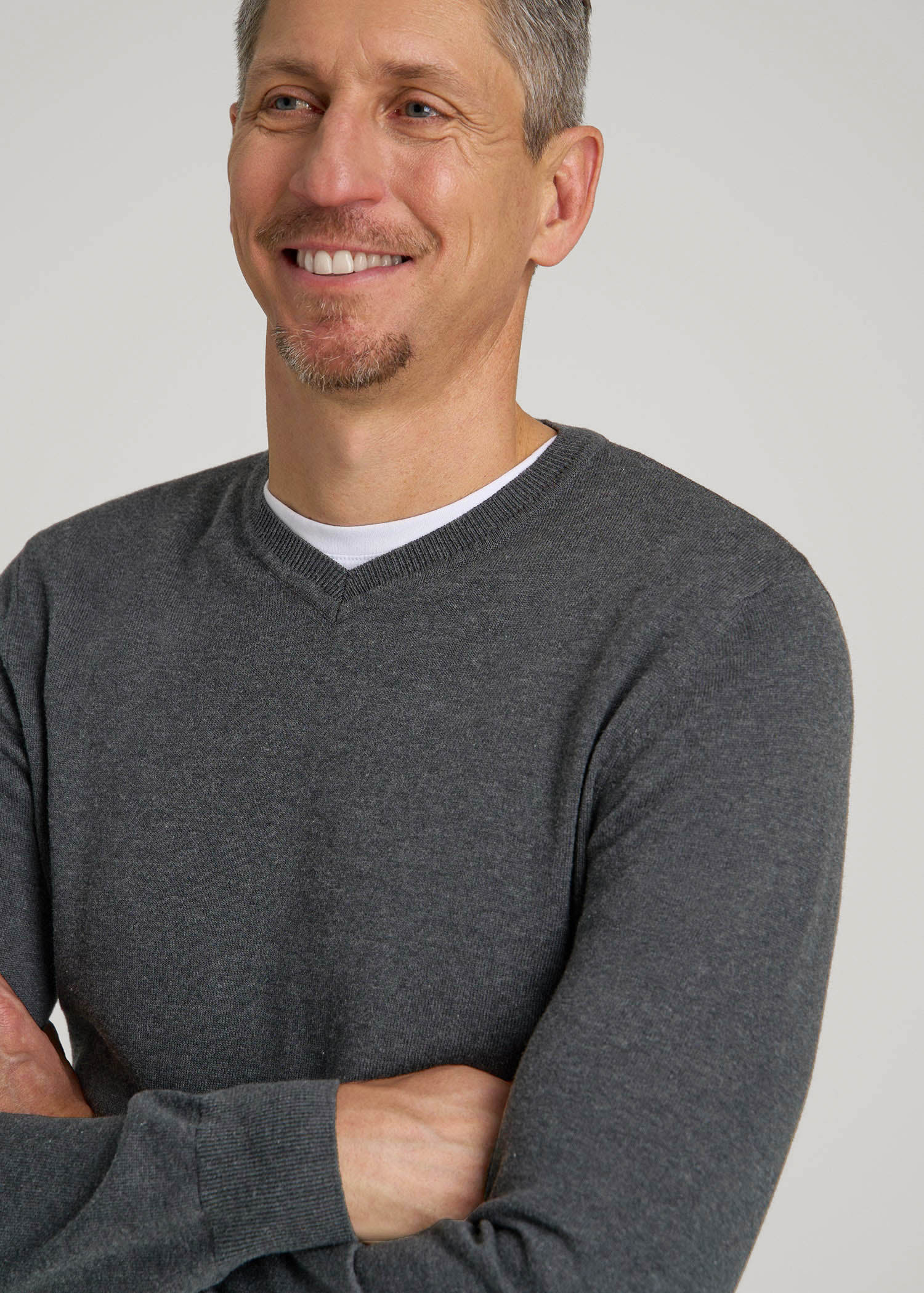 American Tall Online Shop | Everyday V-Neck Sweater for Tall Men in Charcoal Mix